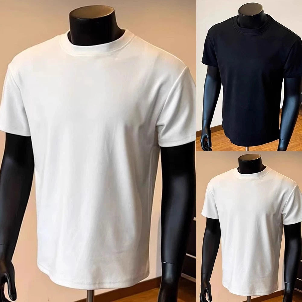 Basic Tee Men Slim T-Shirt Short Sleeve Slim Fit Design Regular Length