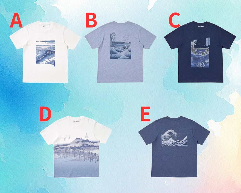 UNIQLO UT Ukiyo-e Blue T-Shirt Katsushika Hokusai Art Museum of Fine Arts Boston