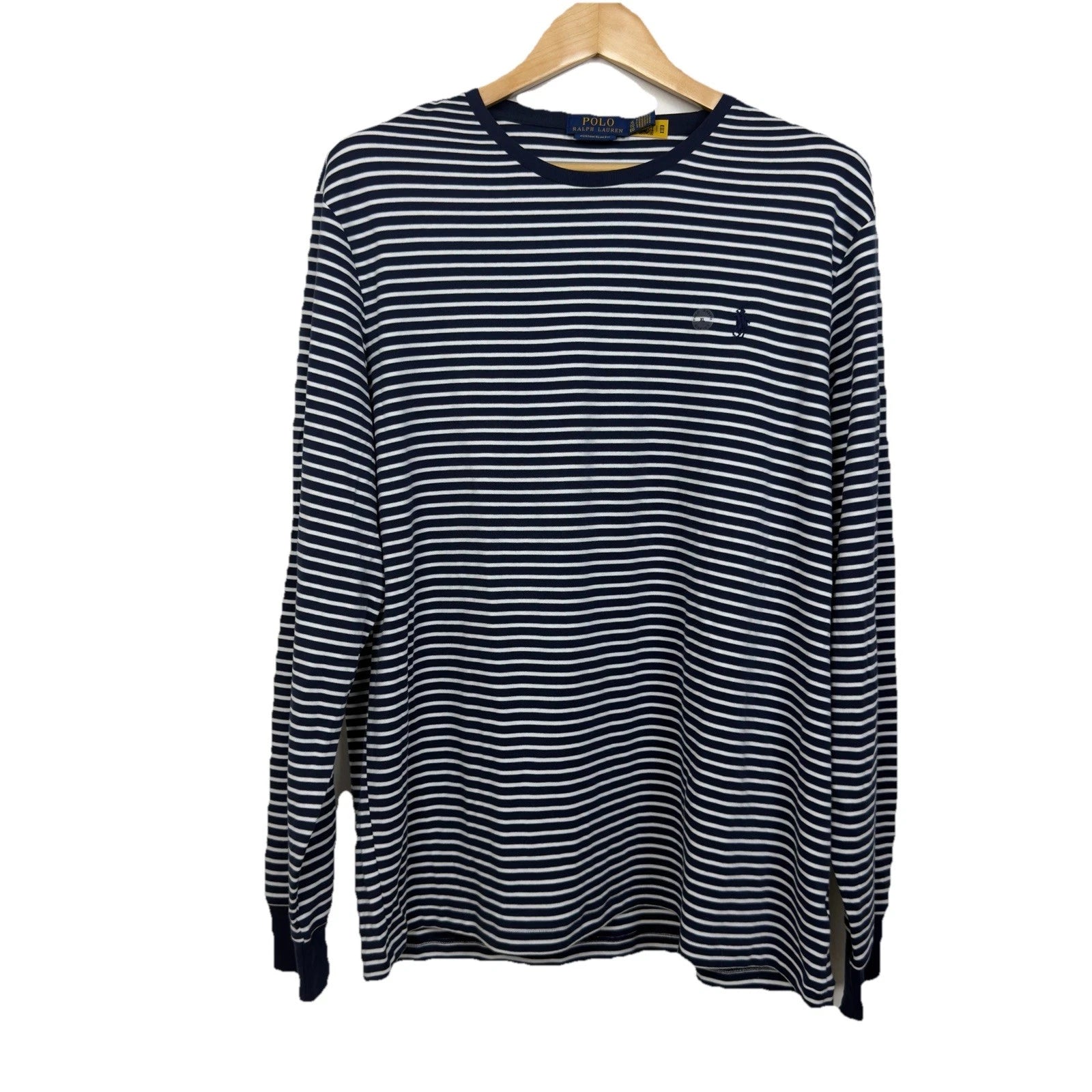 Polo Ralph Lauren Long Sleeve Crew Neck T-Shirt Men’s Xl Custom Slim Fit Striped