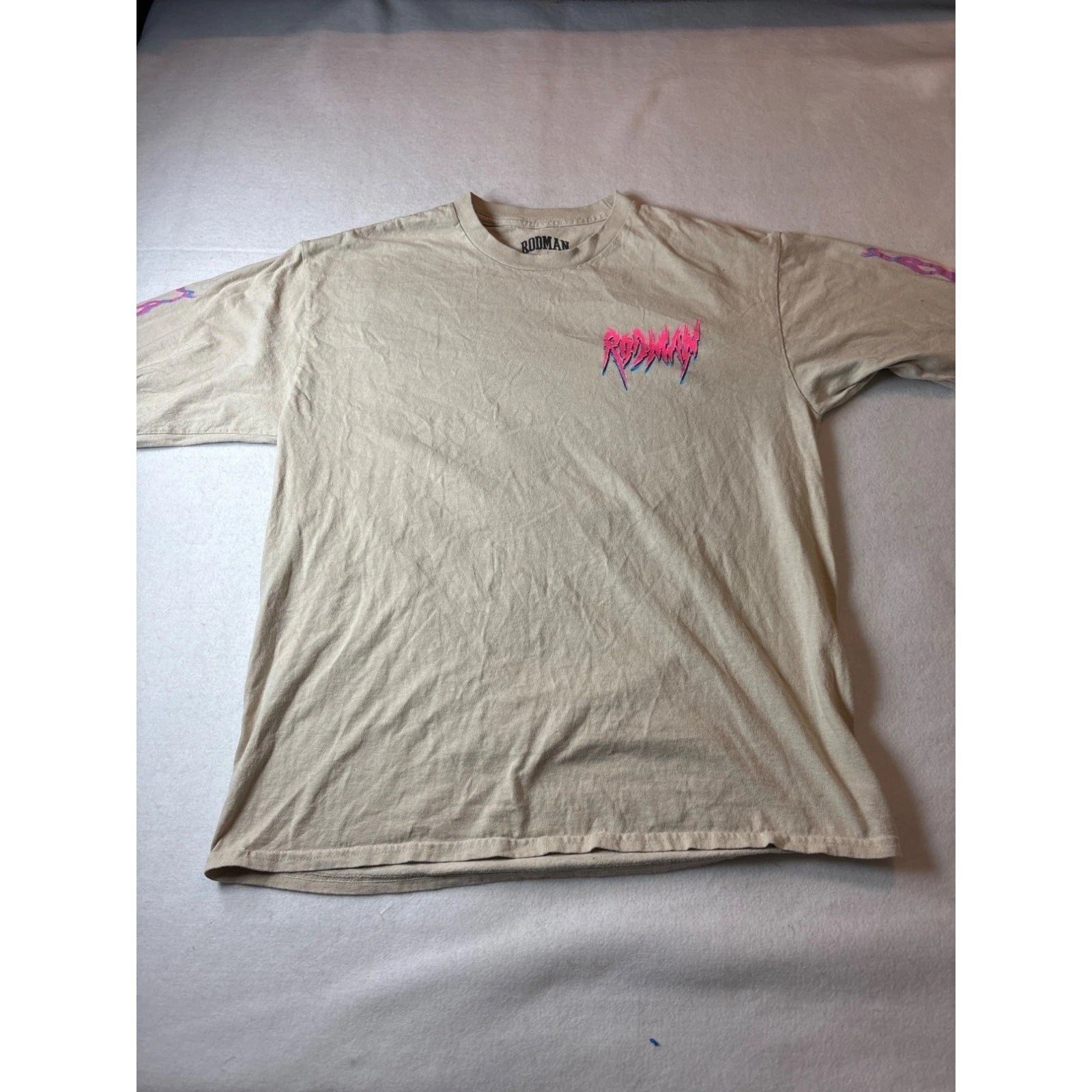 Rodman Brand Graphic T-Shirt Mens Large Tan 90s Streetwear USA Made