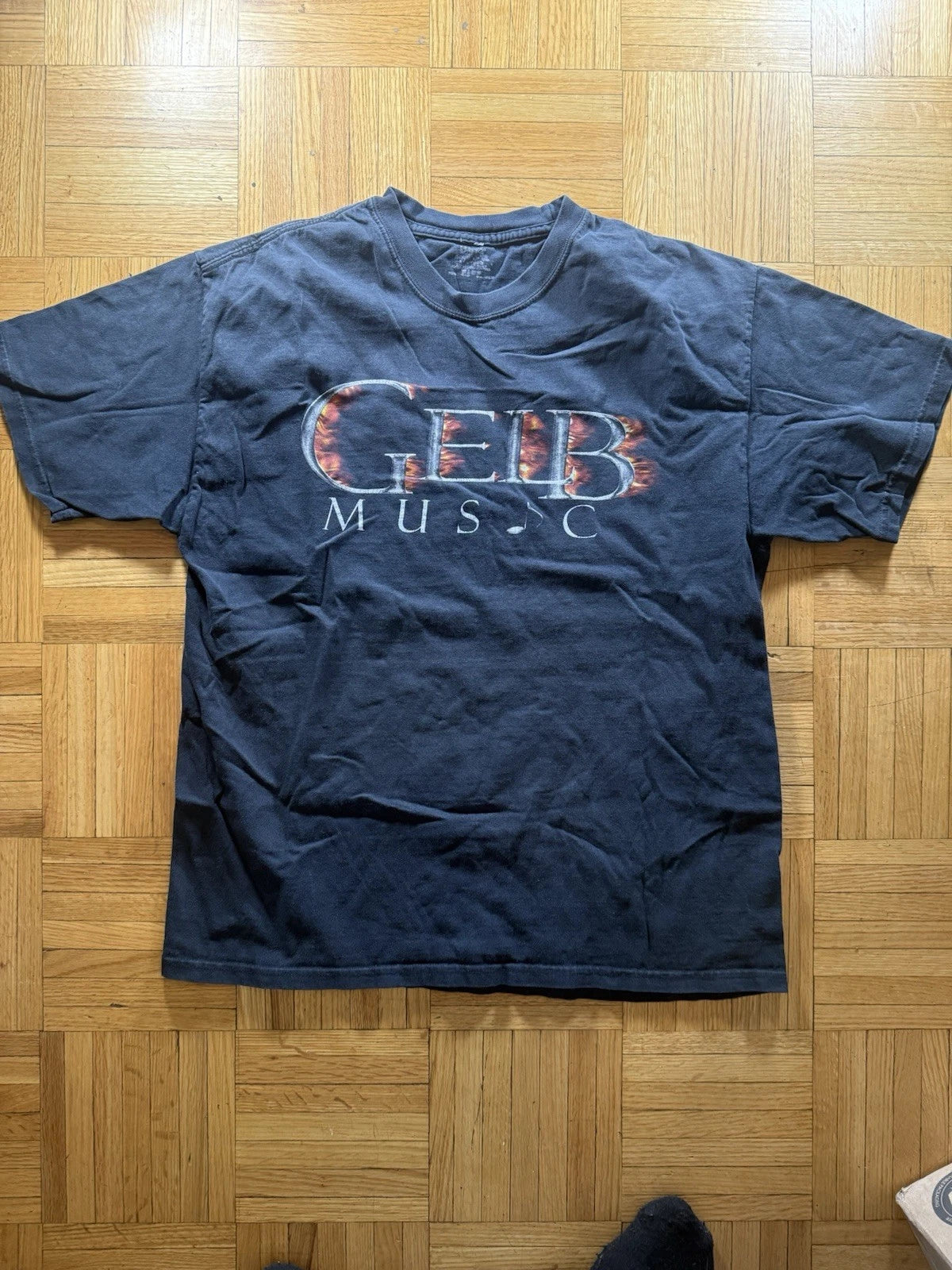 Vintage Gelb Music Black flames Graphic Tee - Men's Casual Shirt large