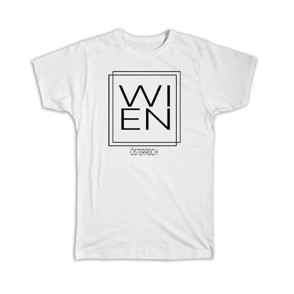 Gift T-Shirt : WIEN Austria Square Modern Minimalist Font