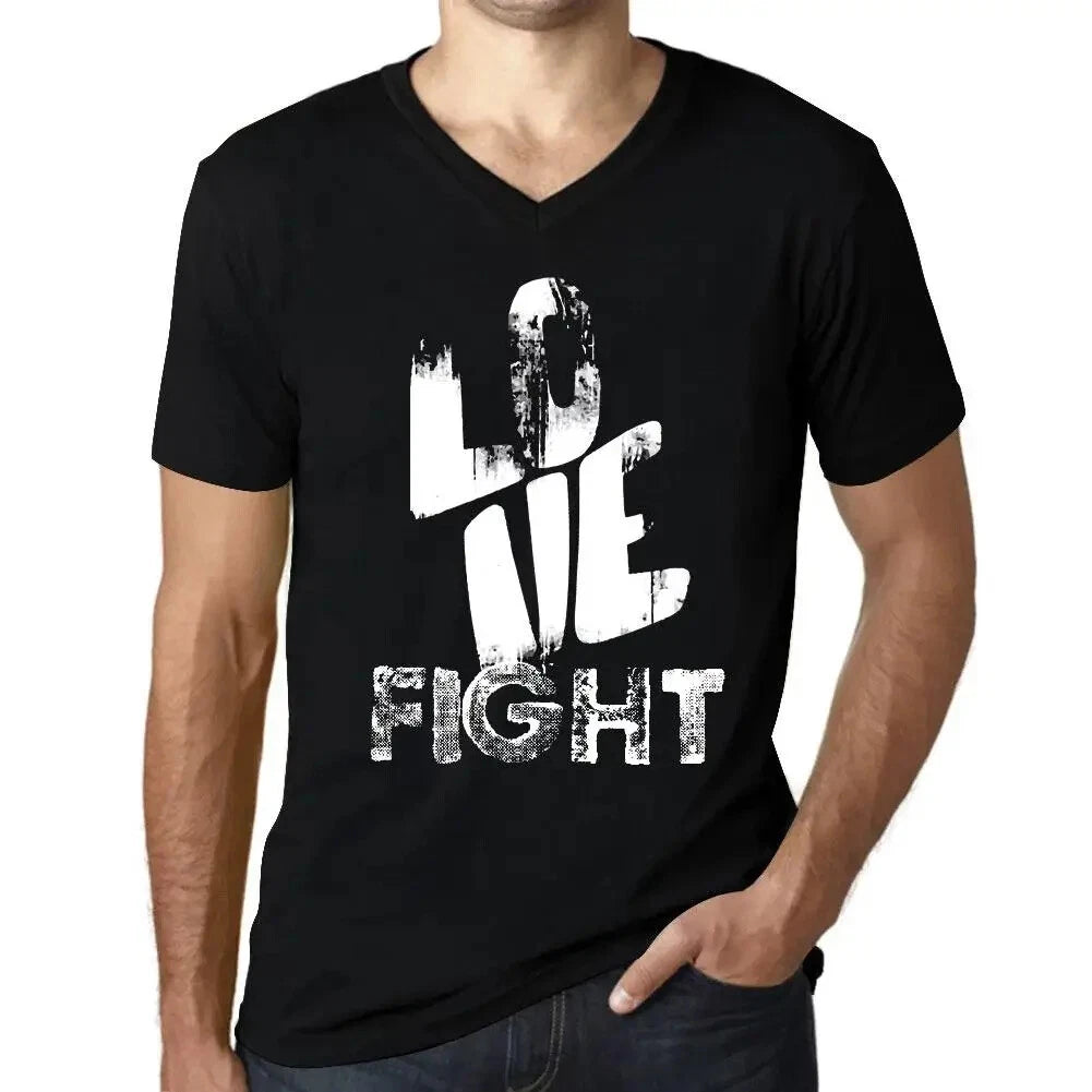 Men's Graphic T-Shirt V Neck Love Fight Eco-Friendly Limited Edition