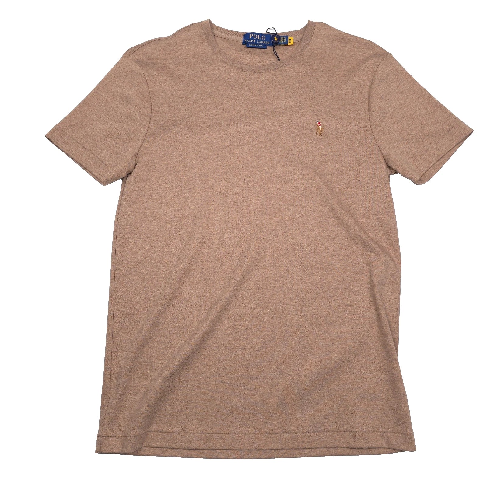 Polo Ralph Lauren Soft Cotton T-Shirt Mens Large Custom Slim Beige Cloud Heather