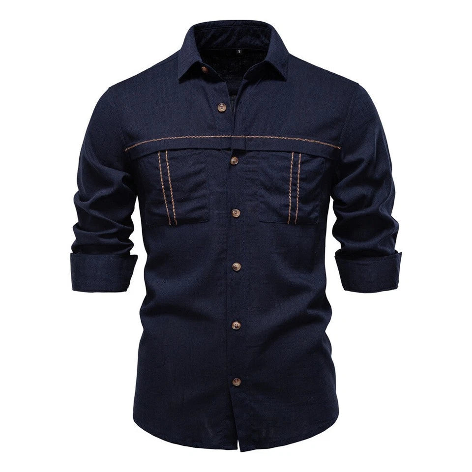 New Men's Shirt Casual Slim Shirts Long Sleeve Button Down Tops Blouse