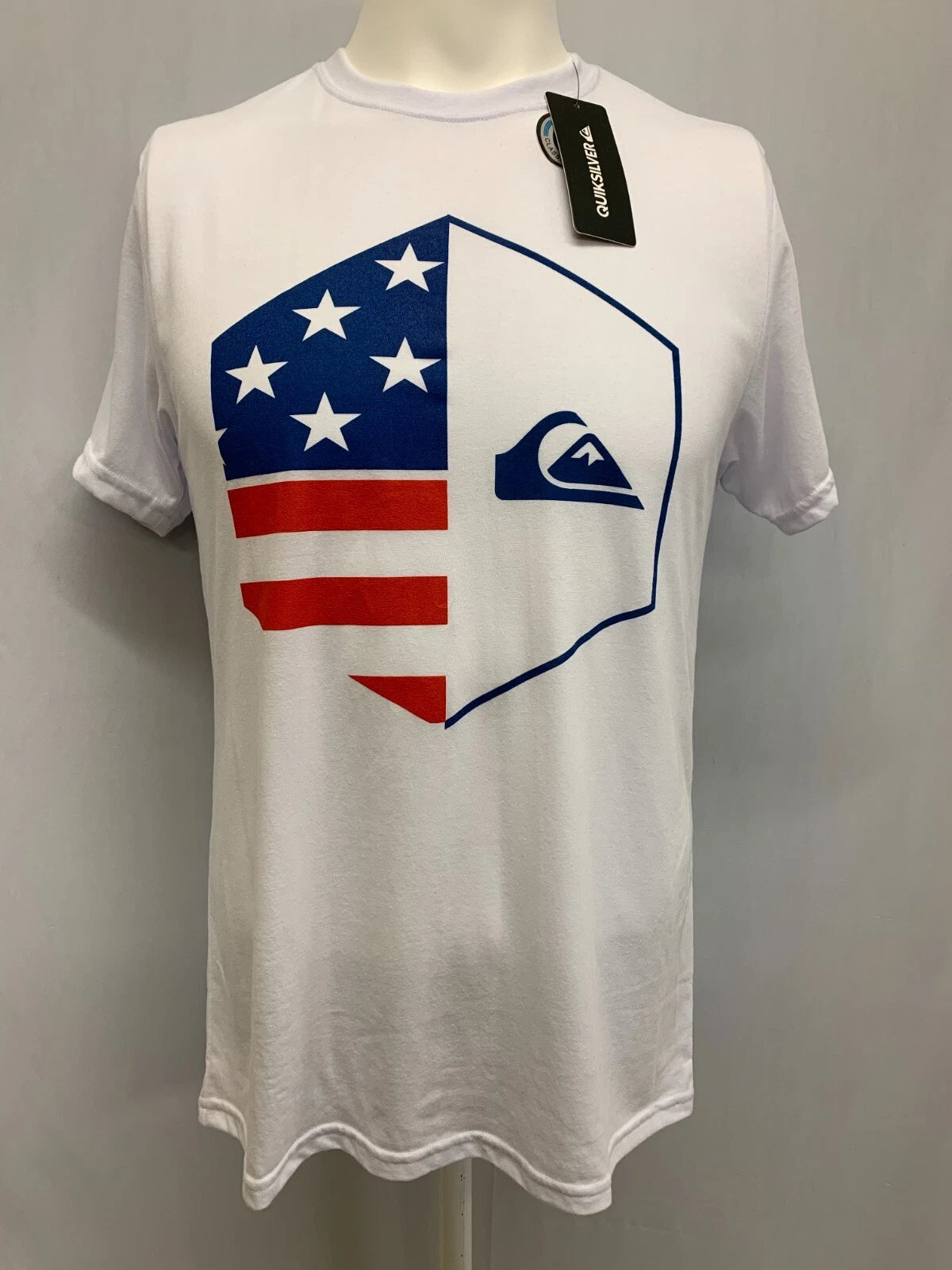 Quiksilver Mens Slim Fit American Flag T Shirt Short Sleeve Size S M XL