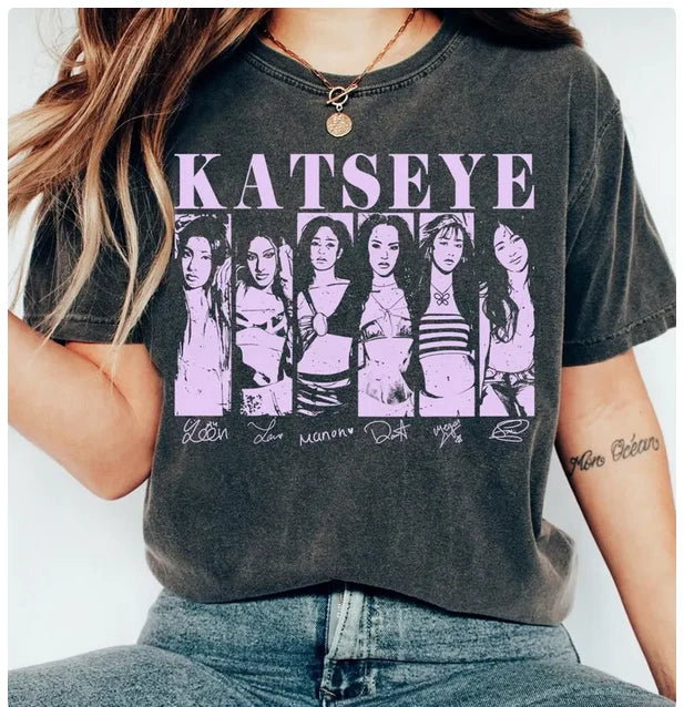 Vintage KATSEYE Girl Group Shirt, K-Pop Aesthetic Graphic Tee