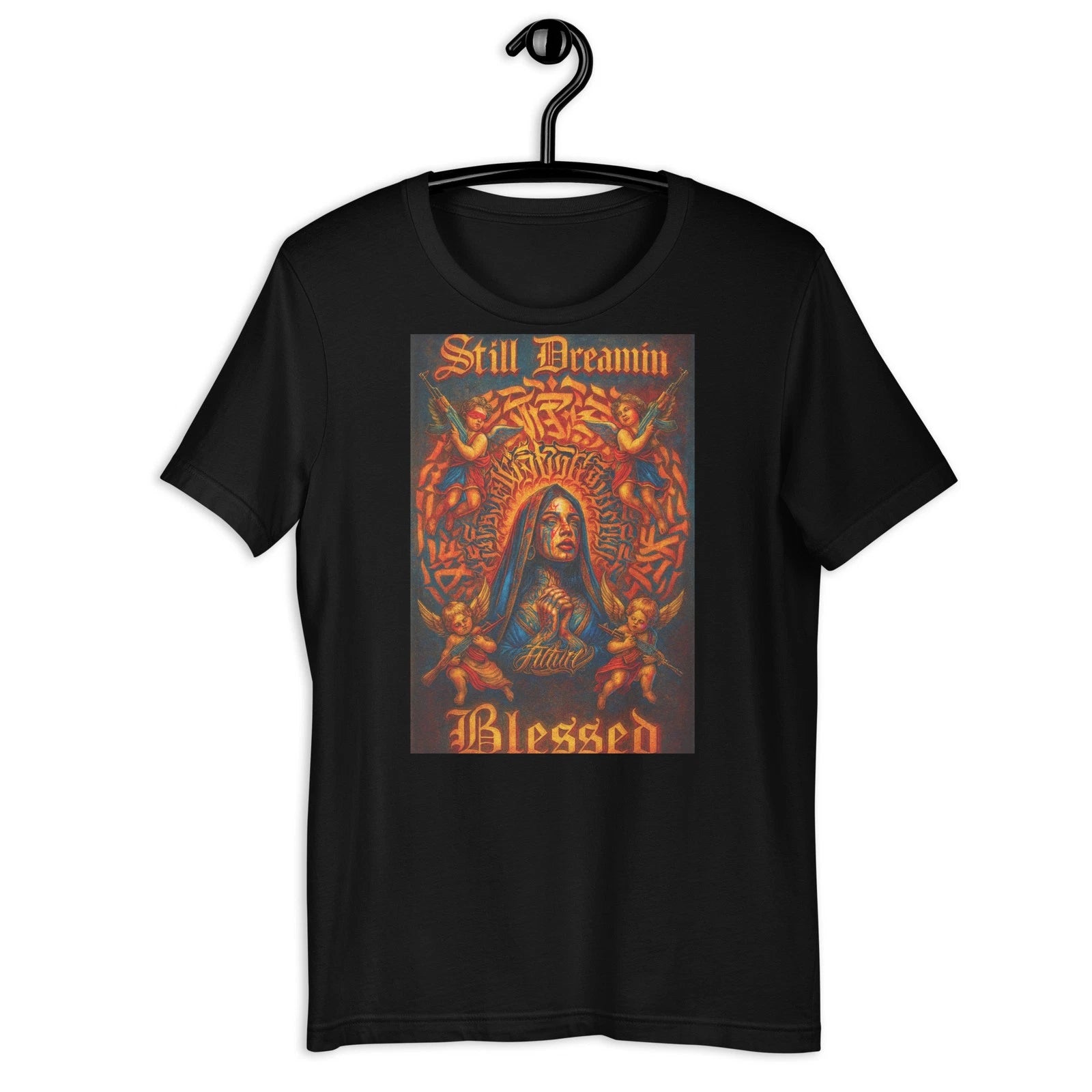 Still Dreamin Blessed Virgin Angel Street Art Chicano Style Tee