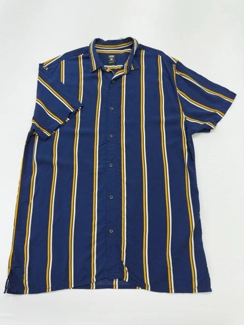 FSbN Mens Blue Striped Slim Fit Button-Up Shirt Size L Slim Fit
