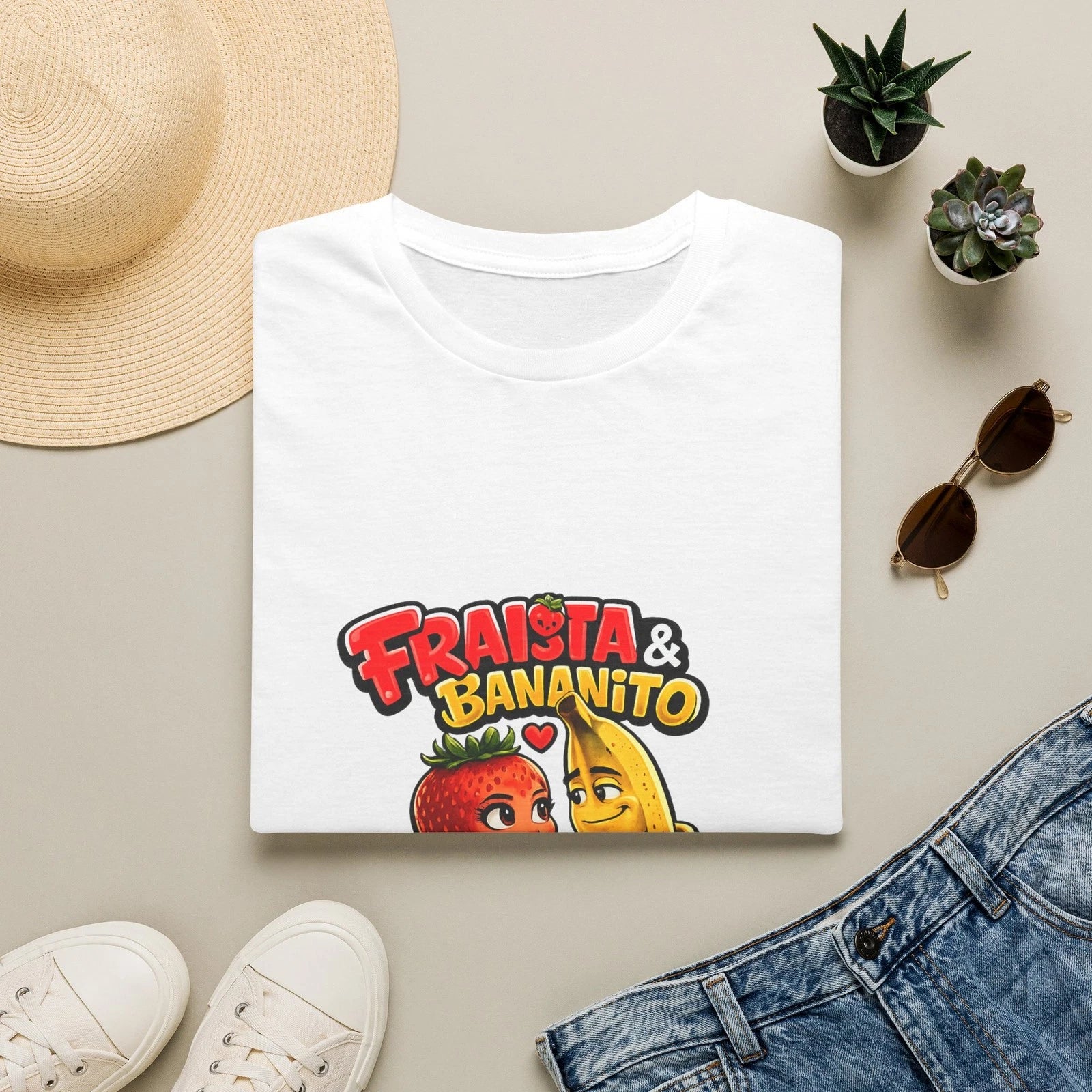 Frajita & Bananito Cartoon Fruit Couple T-Shirt | Cute Fruit Characters