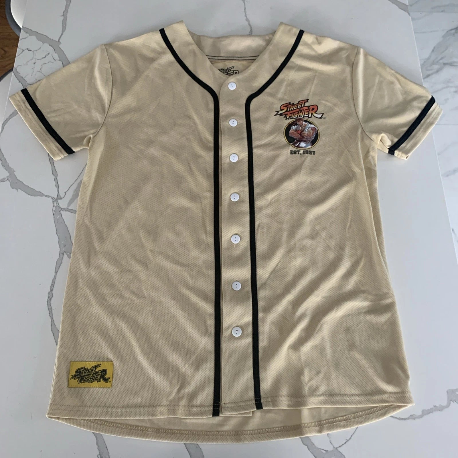 Street Fighter Baseball Jersey Style Men Size M Ryu, Ken, Blanka, Chun-Li, Guile