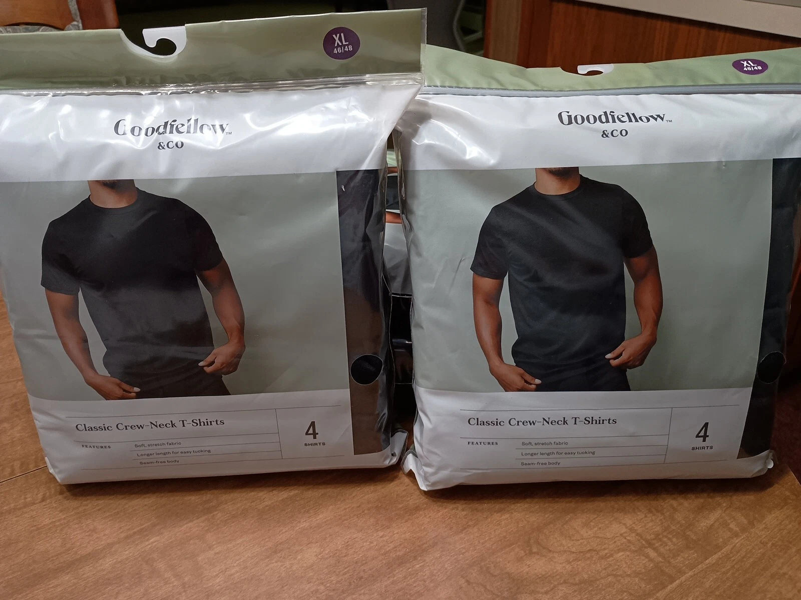 Lot Of 2 Goodfellow & Co - Men's Short Sleeve 4pks Crewneck T-Shirt Black XL