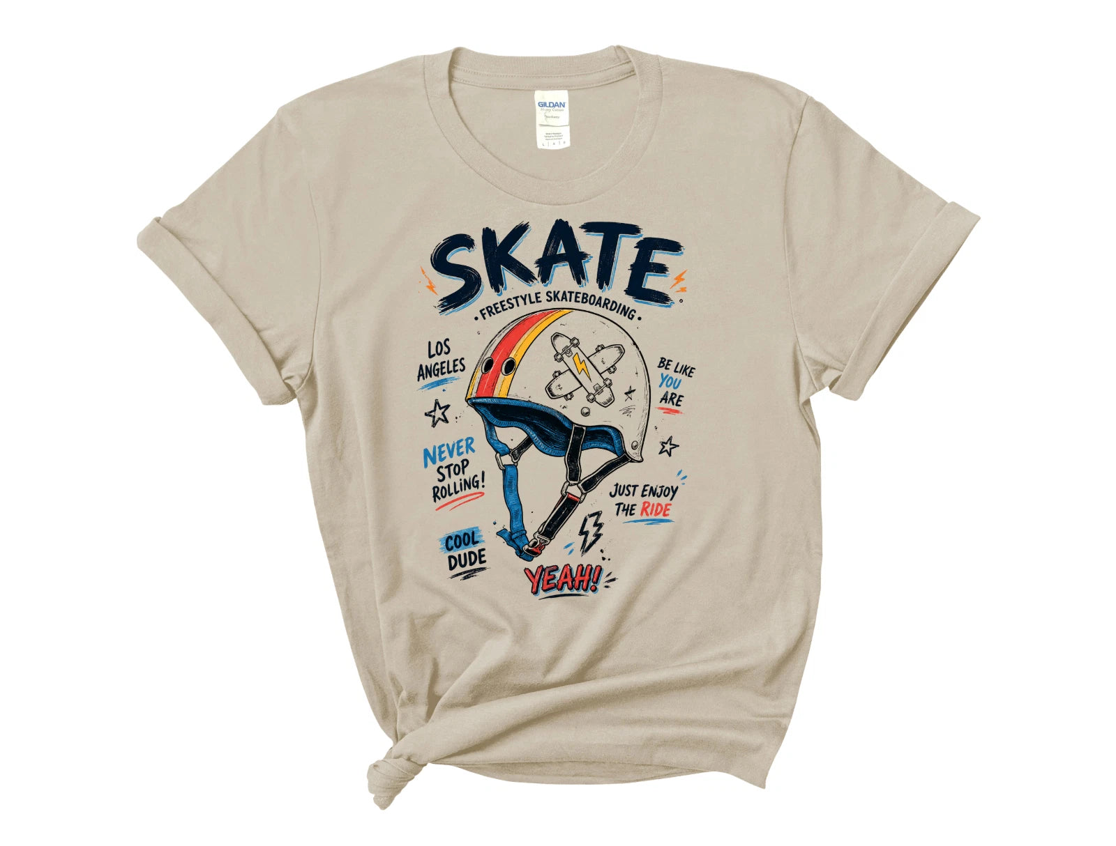 Skateboarding Helmet T-Shirt Retro Skate Graphic Skater Streetwear Tee