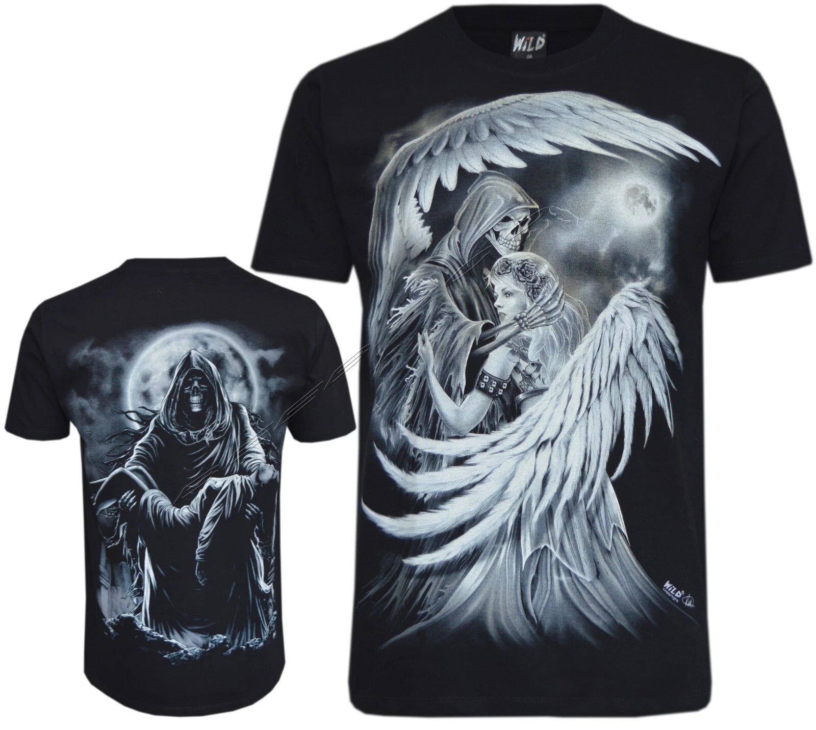 Grim Reaper T-shirt Light of Angel to Dark Side Moon Woman Glow in Dark by Wild