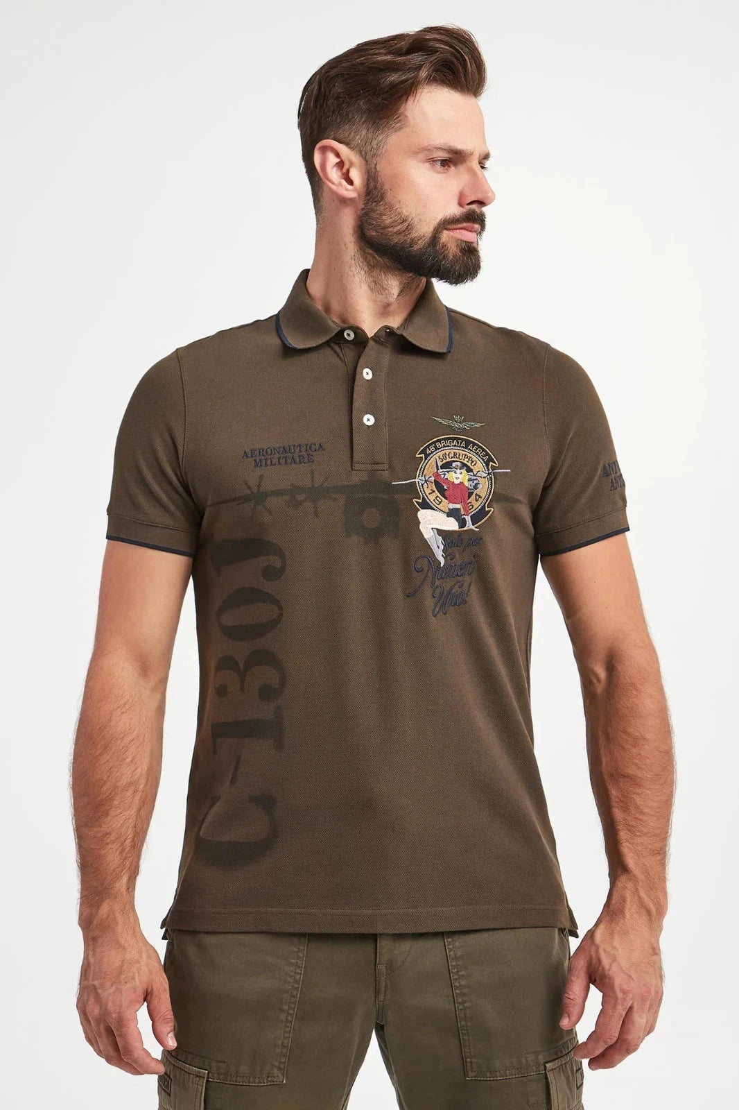 AERONAUTICA MILITARE Khaki Regular Men's Polo