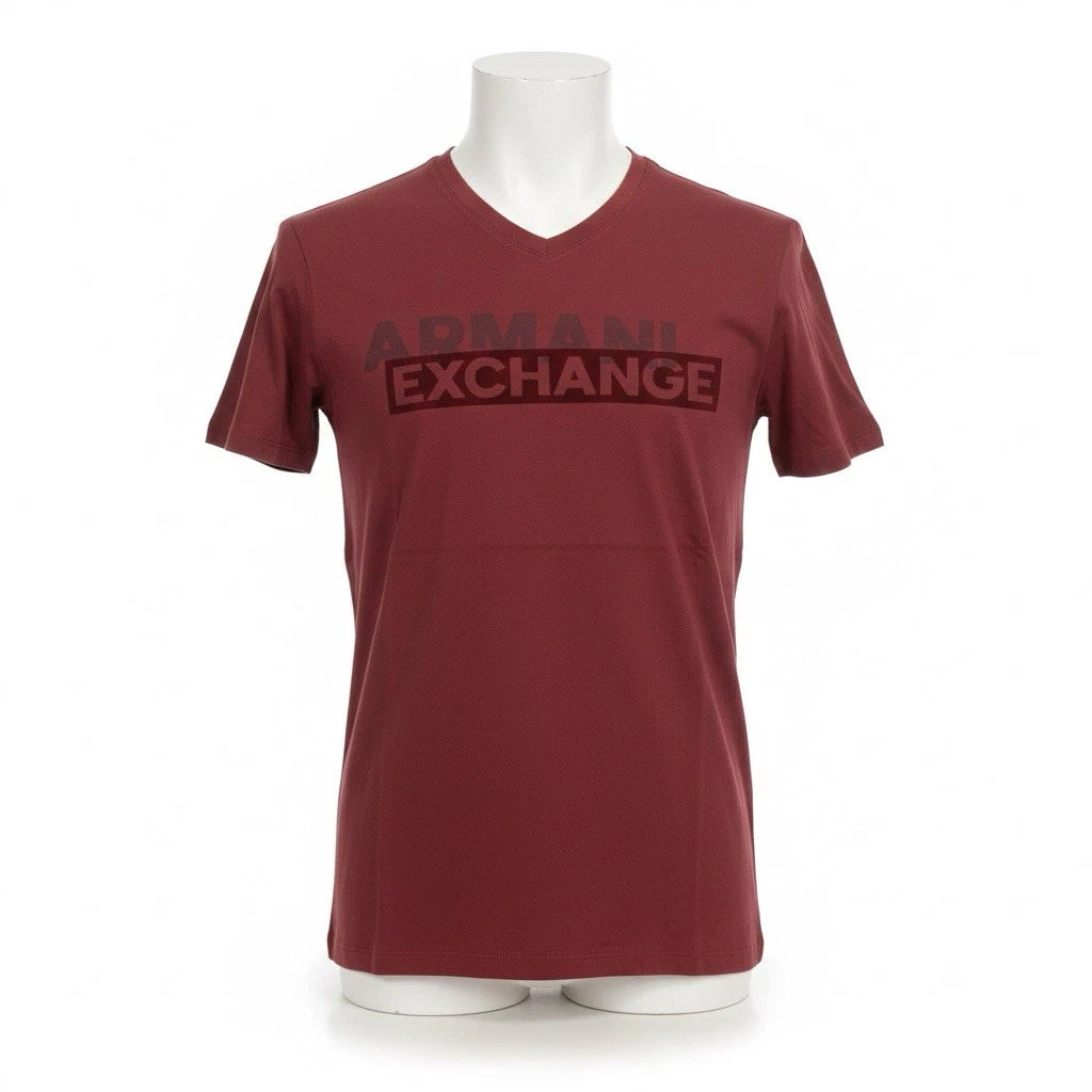 Armani Exchange T Shirt Graphic Logo Pima Cotton Slim Fit Burgundy NWT Designer