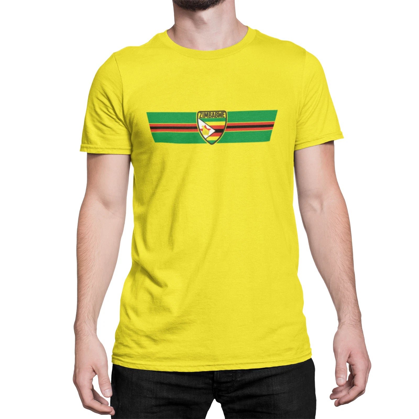 ZIMBABWE Retro Strip Mens  Cotton T-Shirt Football Africa Cup Of Nations