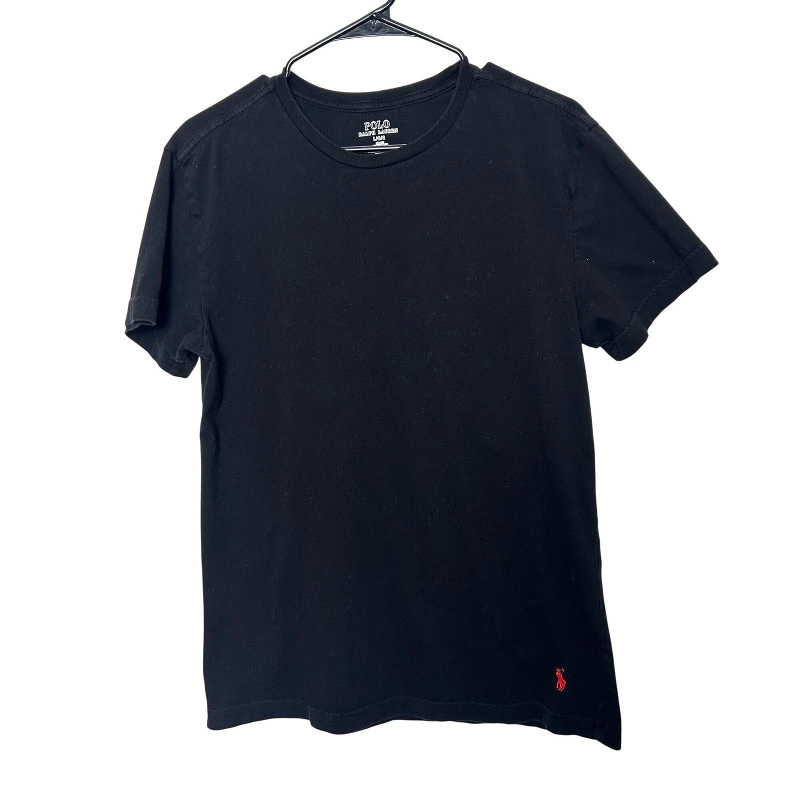 Polo Ralph Lauren T shirt Mens L Slim Fit Black Red Pony Logo Cotton basic tee