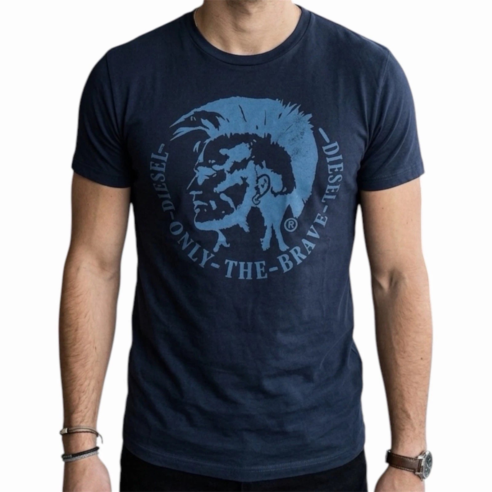 Vintage Y2K $58 DIESEL Navy Blue ACHEL Short Sleeve Slim Fit Designer T-shirt