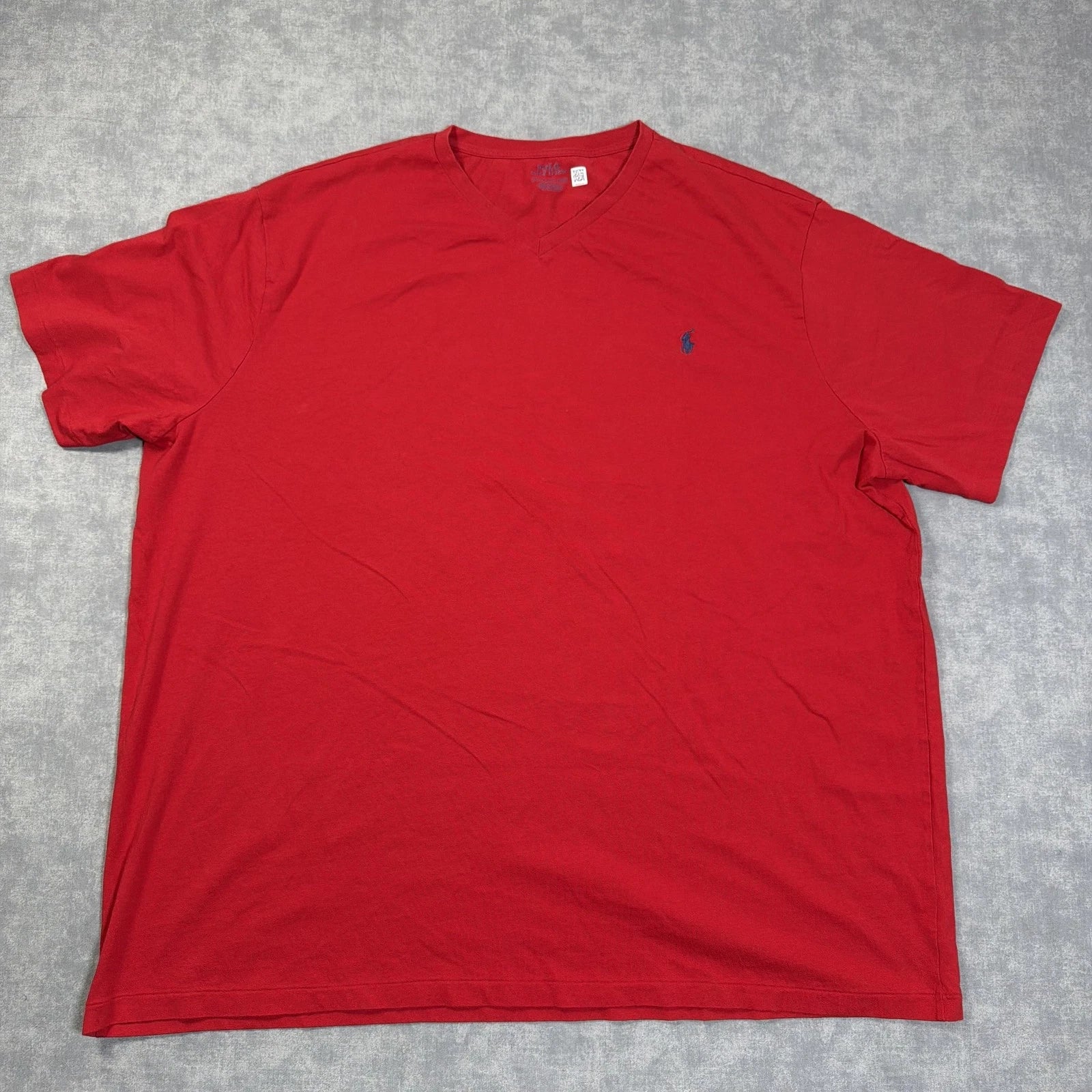 Polo Ralph Lauren Shirt Mens 4XLT Red V Neck Logo Tee Big Tall Tagless Cotton