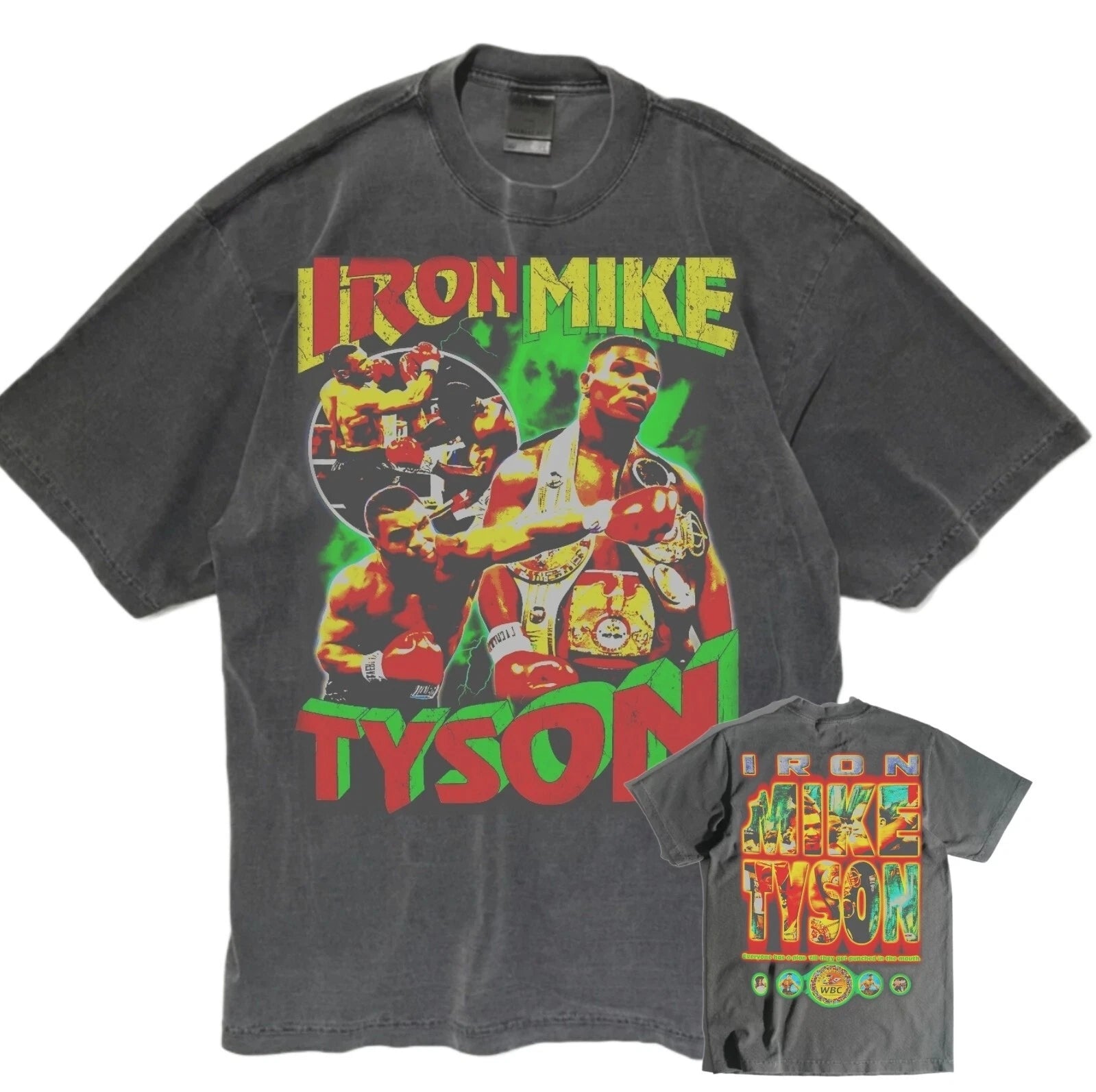 IRON MIKE TYSON ON A SHAKA HEAVYWEIGHT GARMET DYED T SHIRT "MODERN"