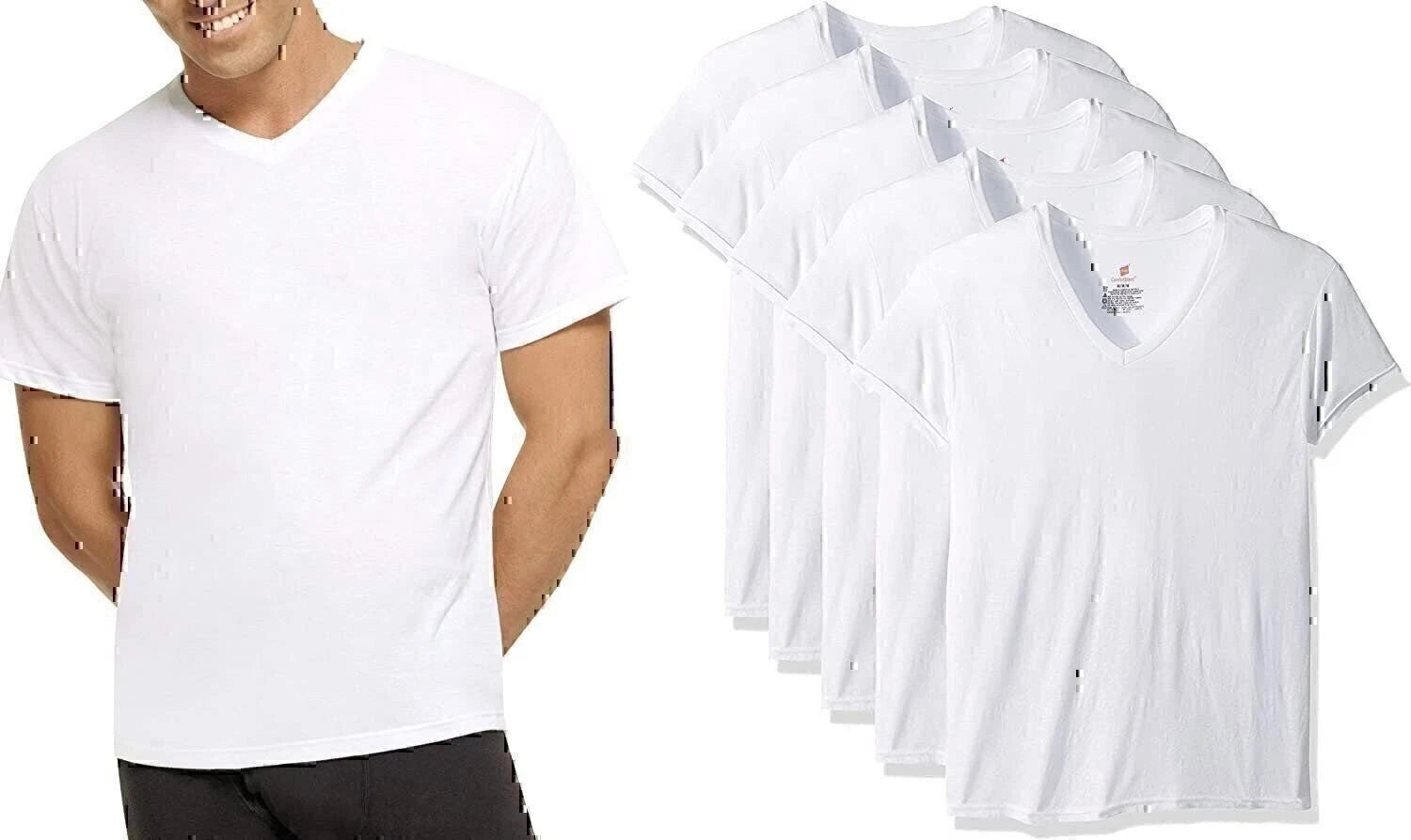 Hanes Men's 6-Pack ComfortBlend V-Neck T-Shirt with FreshIQ Size 2X