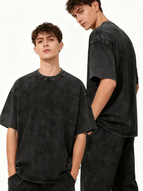 100% Cotton Mens Oversized Tshirt heavyweight Stone Acid Washed Vintage Custom T