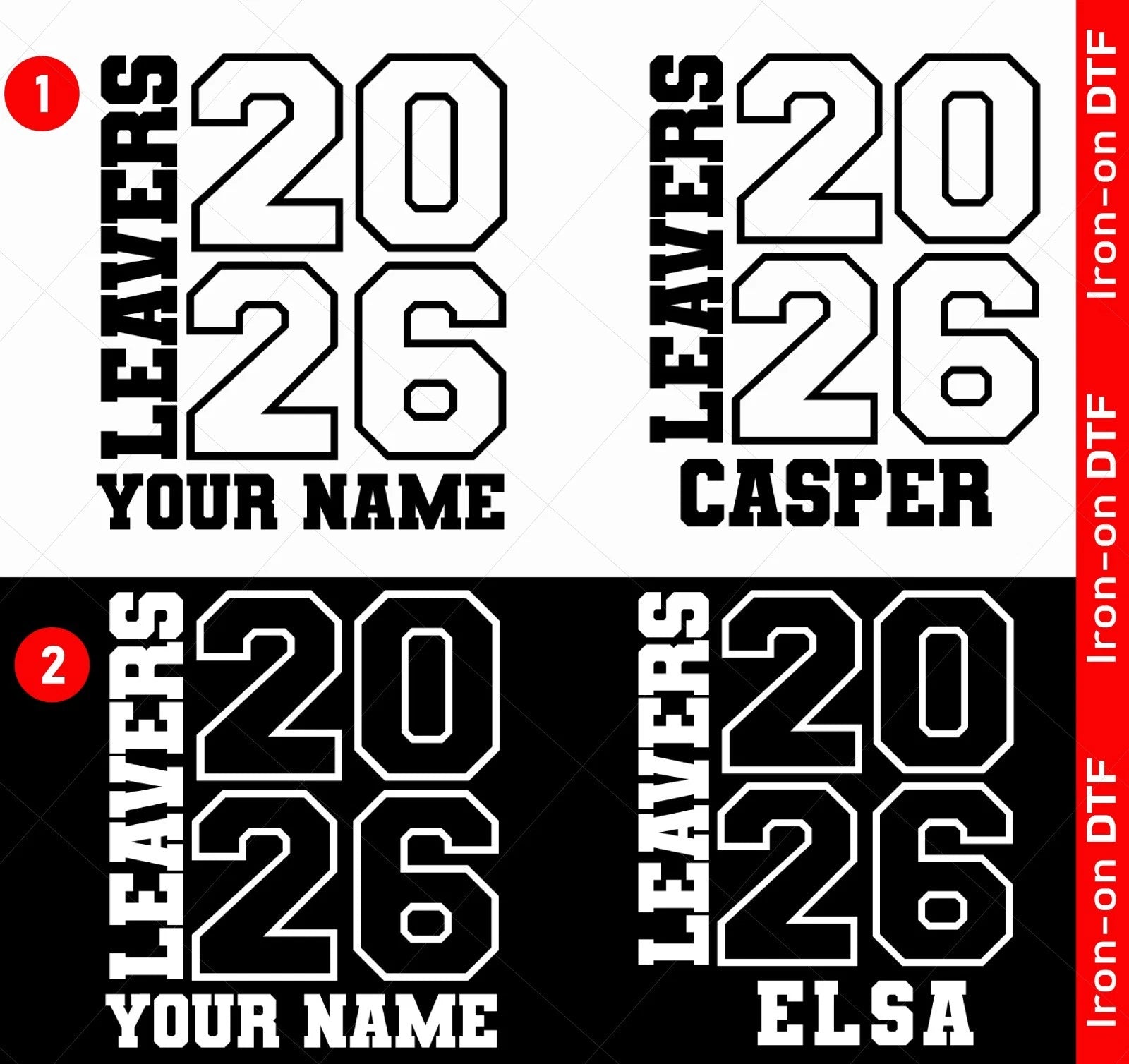 Personalised School Leavers Class Of 2026 DTF Iron On Heat Transfer Boys Girls