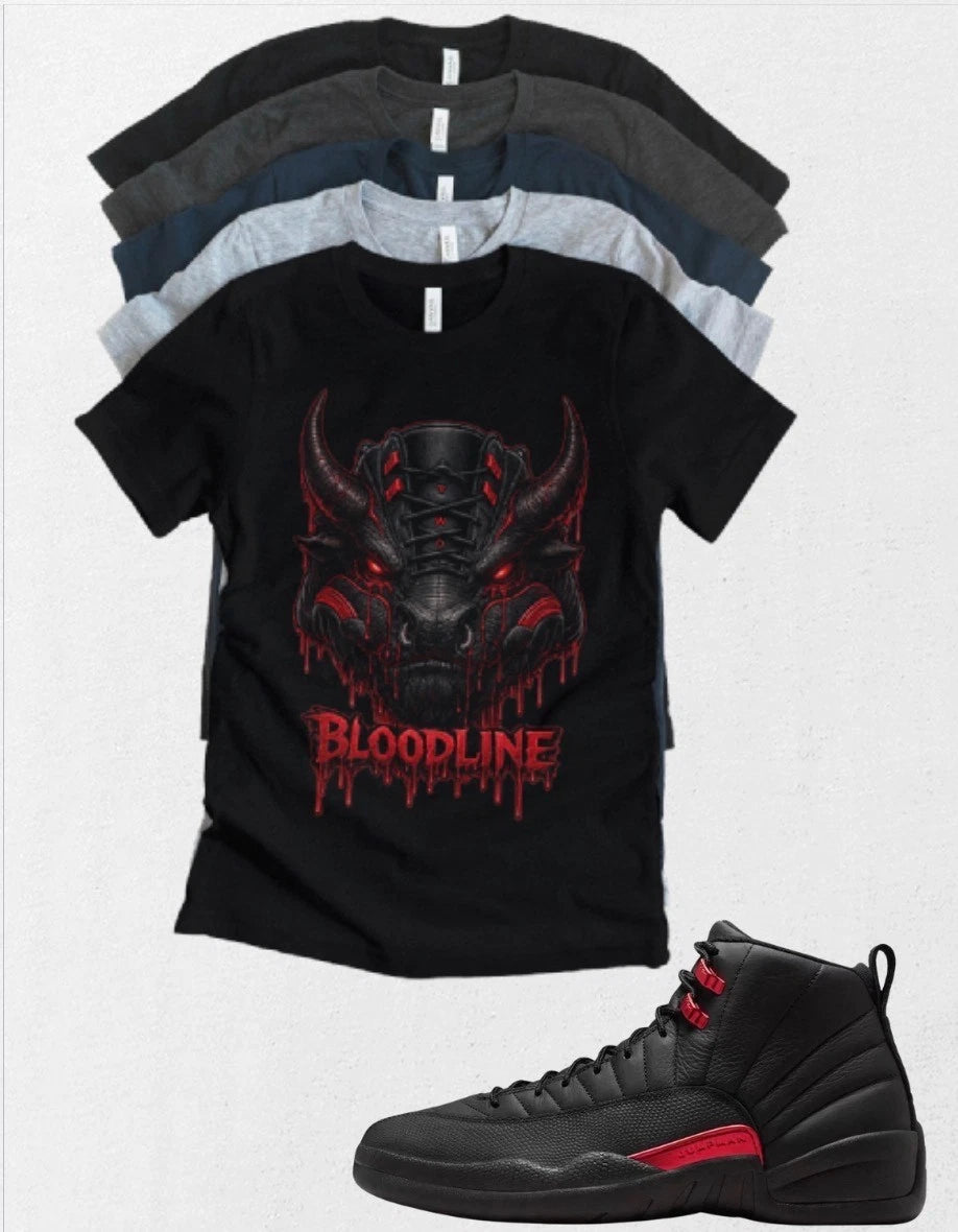 Shirt to match Jordan 12 Bloodline Raging Bull AJ12 Matching Tee Streetwear