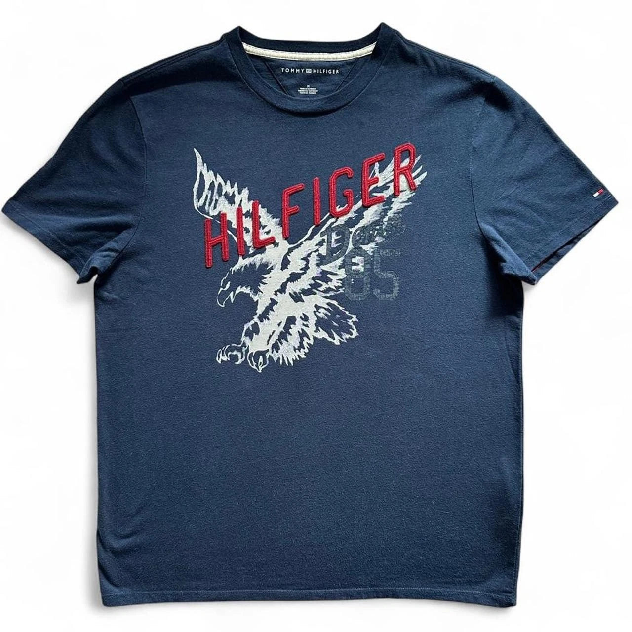 Tommy Hilfiger Blue Print T-shirt Mens M Eagle Graphic Print Casual Cotton Blend