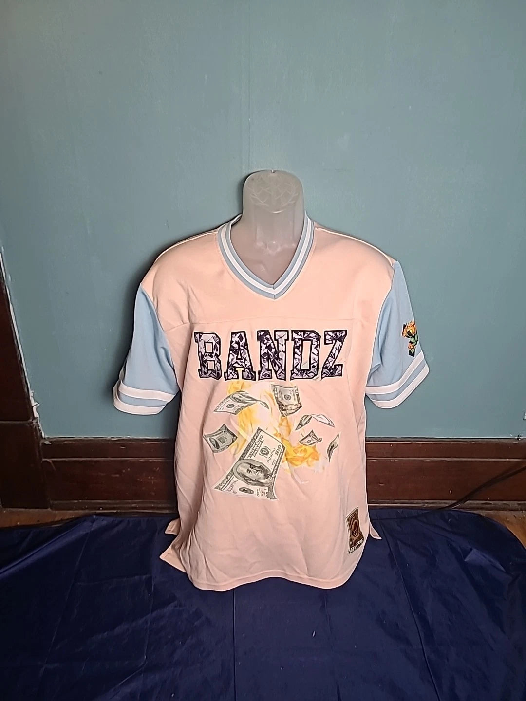 Black Pike Bandz Jersey Men's Large L Money Graphic Shirt Hip Hop Y2K Urban Wear