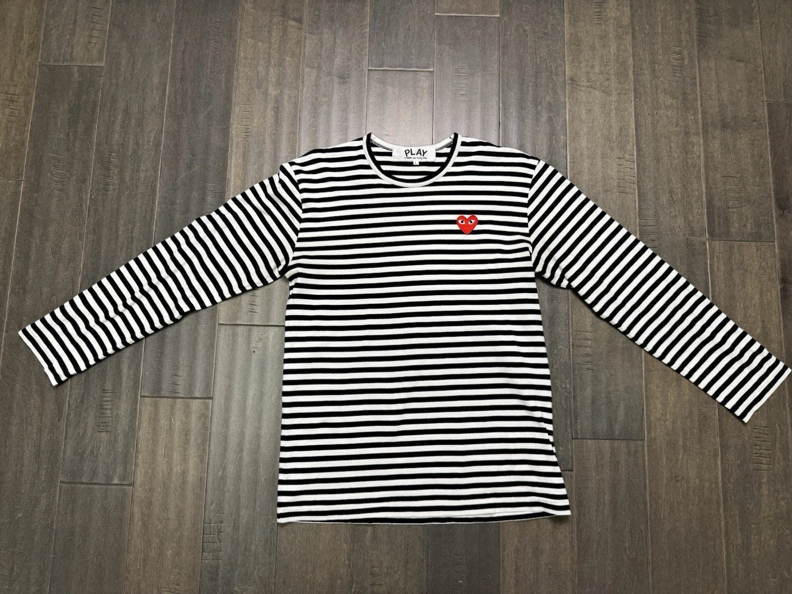 Comme des Garcons Play Striped Long Sleeve T-Shirt Black/White, Size Large
