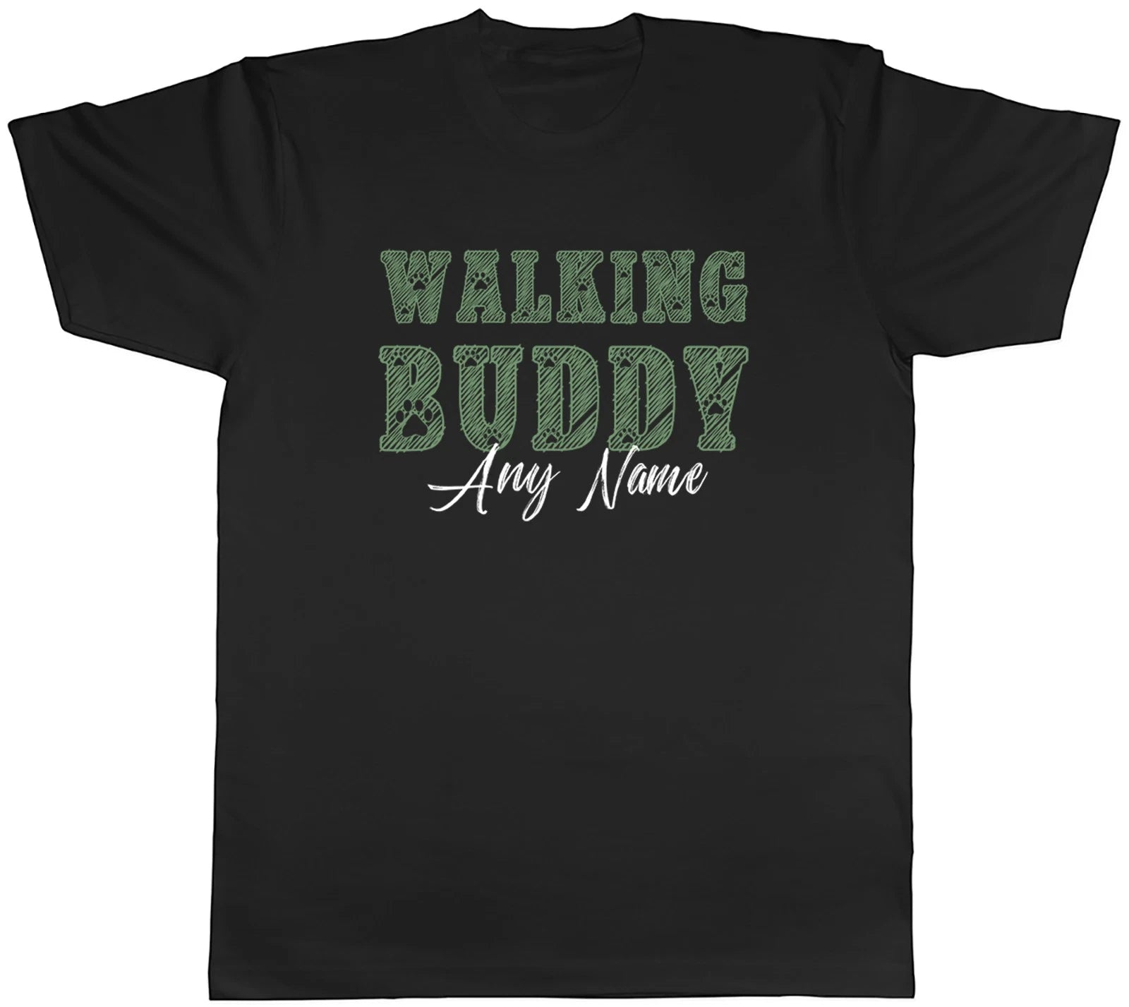Personalised Any Dog's Name Walking Buddy Mens T-Shirt Tee Gift Top