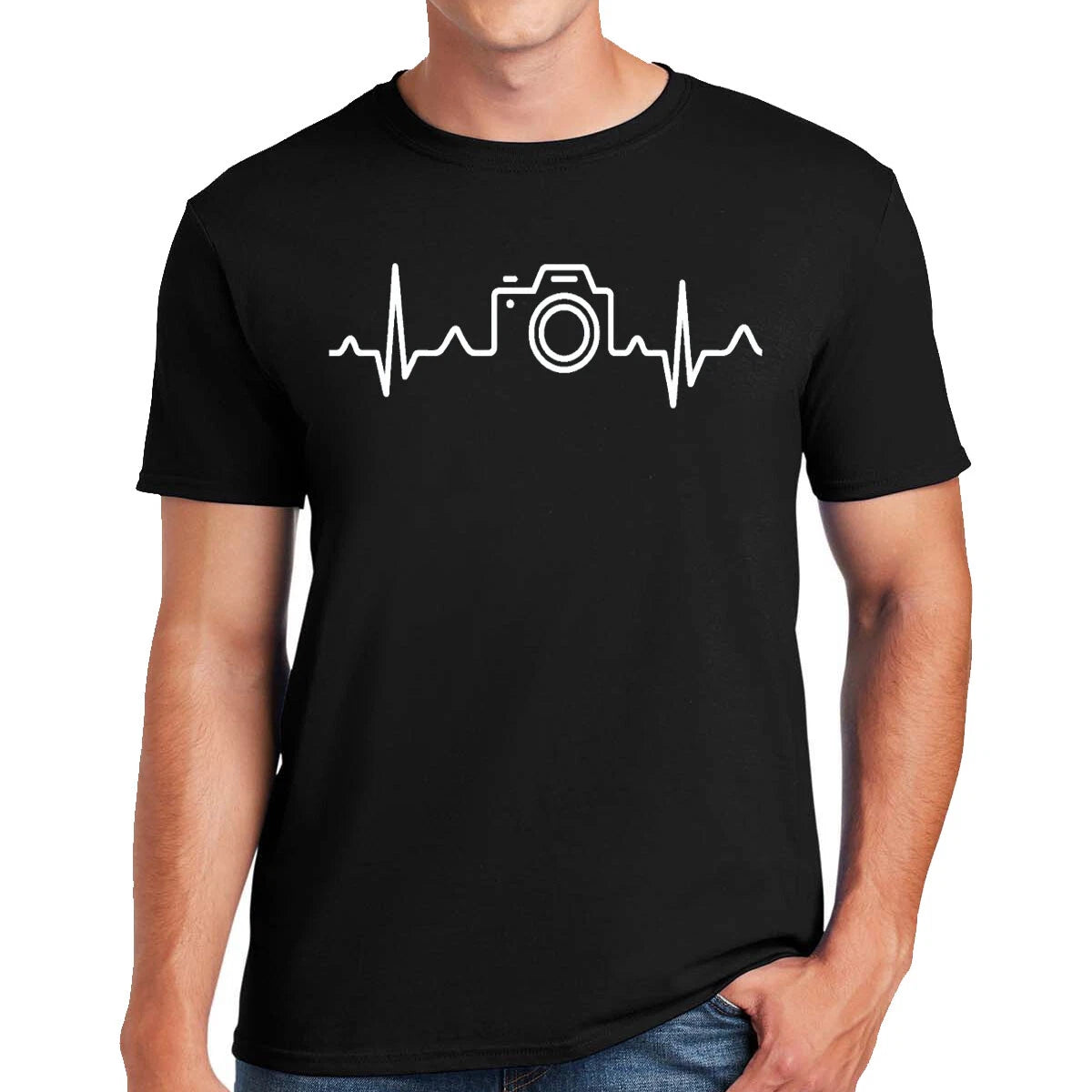 Heartbeat Camera T Shirt Mens Cool Photography Gift Idea Cameras Present Top Tee