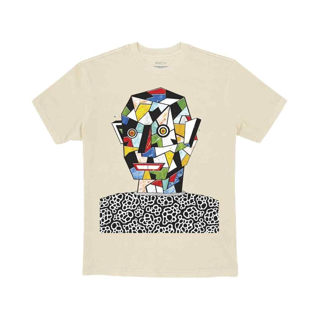 RVCA "Matt Leines Facet Face" Short Sleeve Tee (Silver Bleach) Graphic T-Shirt