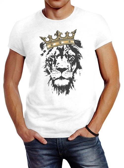 Men's King Lion Head Crown Slim Fit Neverless® T-Shirt