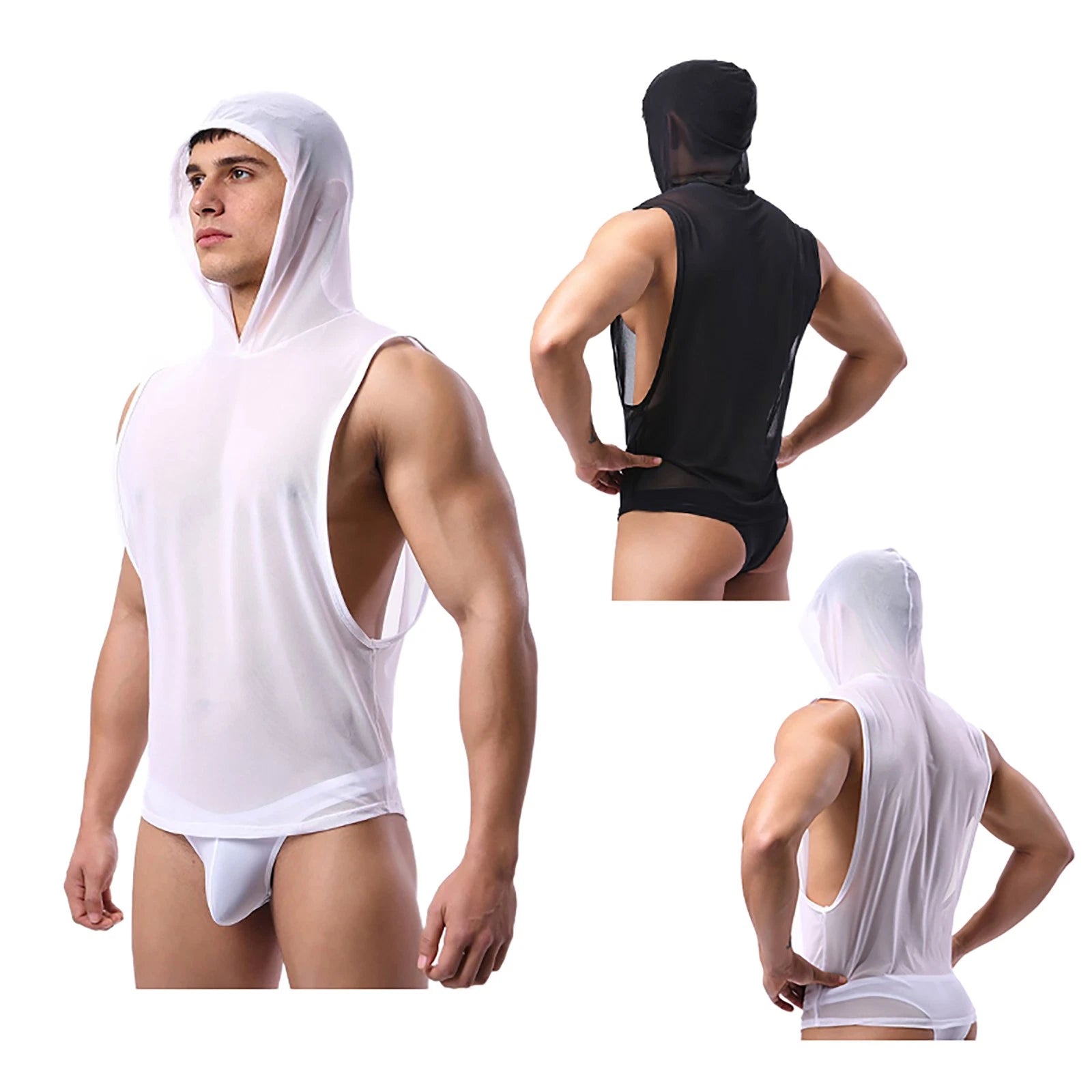 Men's Tank Top Party Shirts Hooded Undershirts Breathable T-Shirt Daily Wear