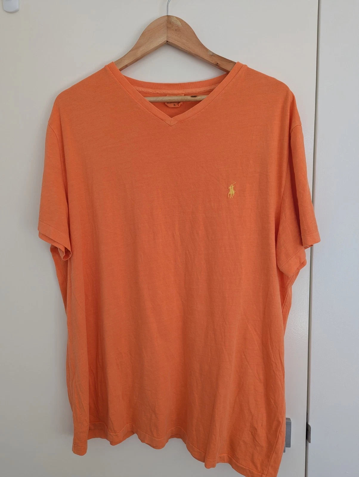 Polo Ralph Lauren V Neck OrangeT-Shirt XL Short Sleeve Cotton Casual Preppy