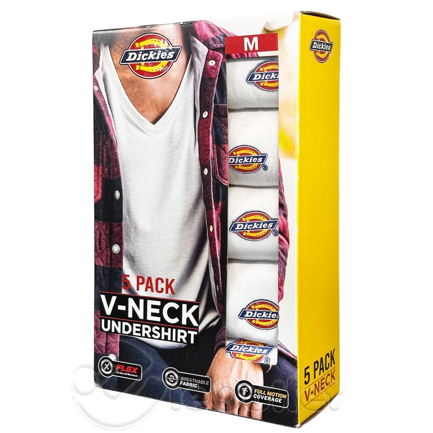 NEW Dickies Mens 5-Pack T-Shirt V-Neck Undershirt White Tee Shirt NIB - Medium