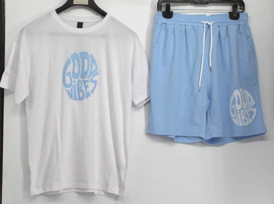 ROMWE Aesthetic On Look  ( GOOD VIBE ) T-SHIRT AND DRAWSTRING SHORTS NWT