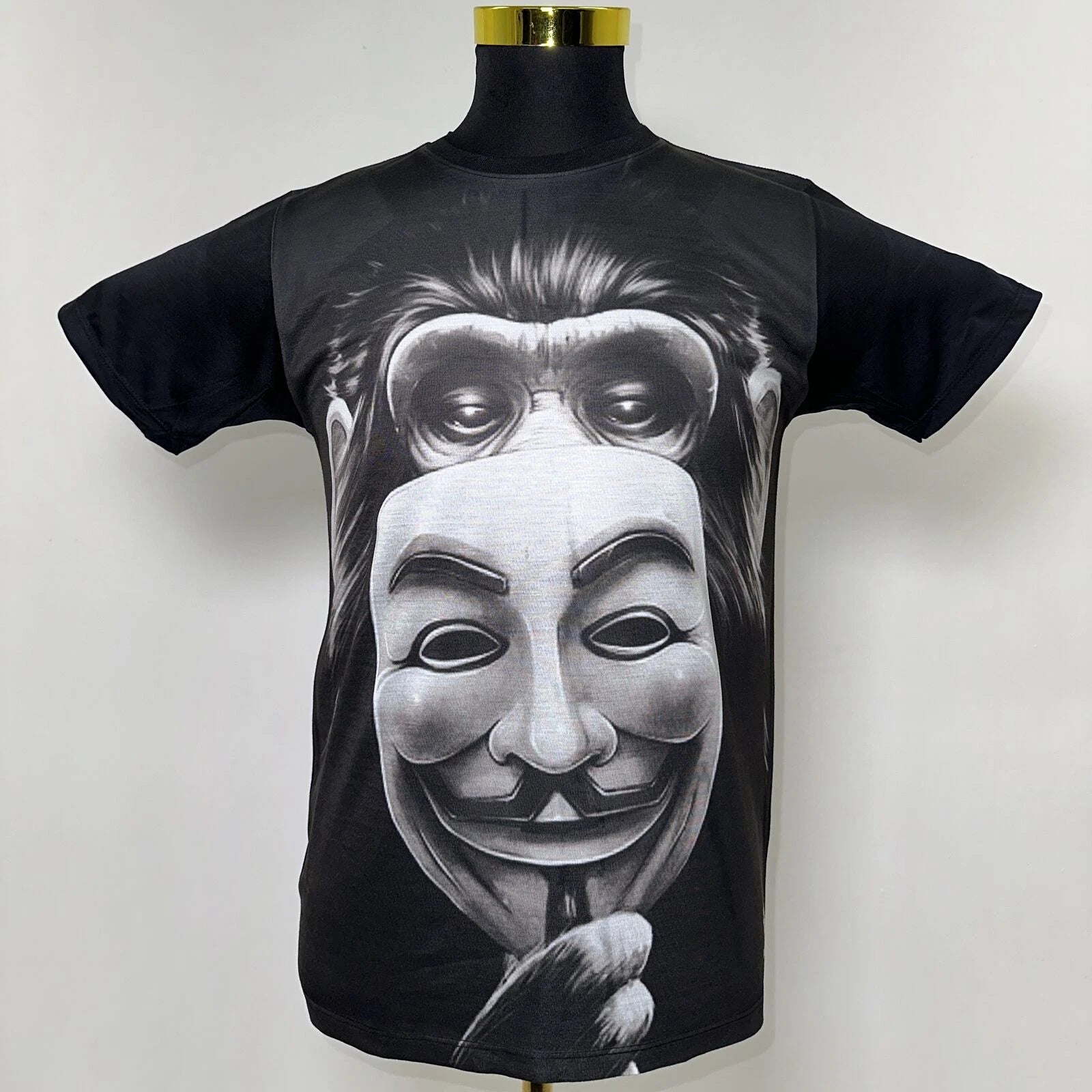 Vendetta Monkey T-Shirt Hip Hop New Wave Urban Fashion Street Wear Black Size: M