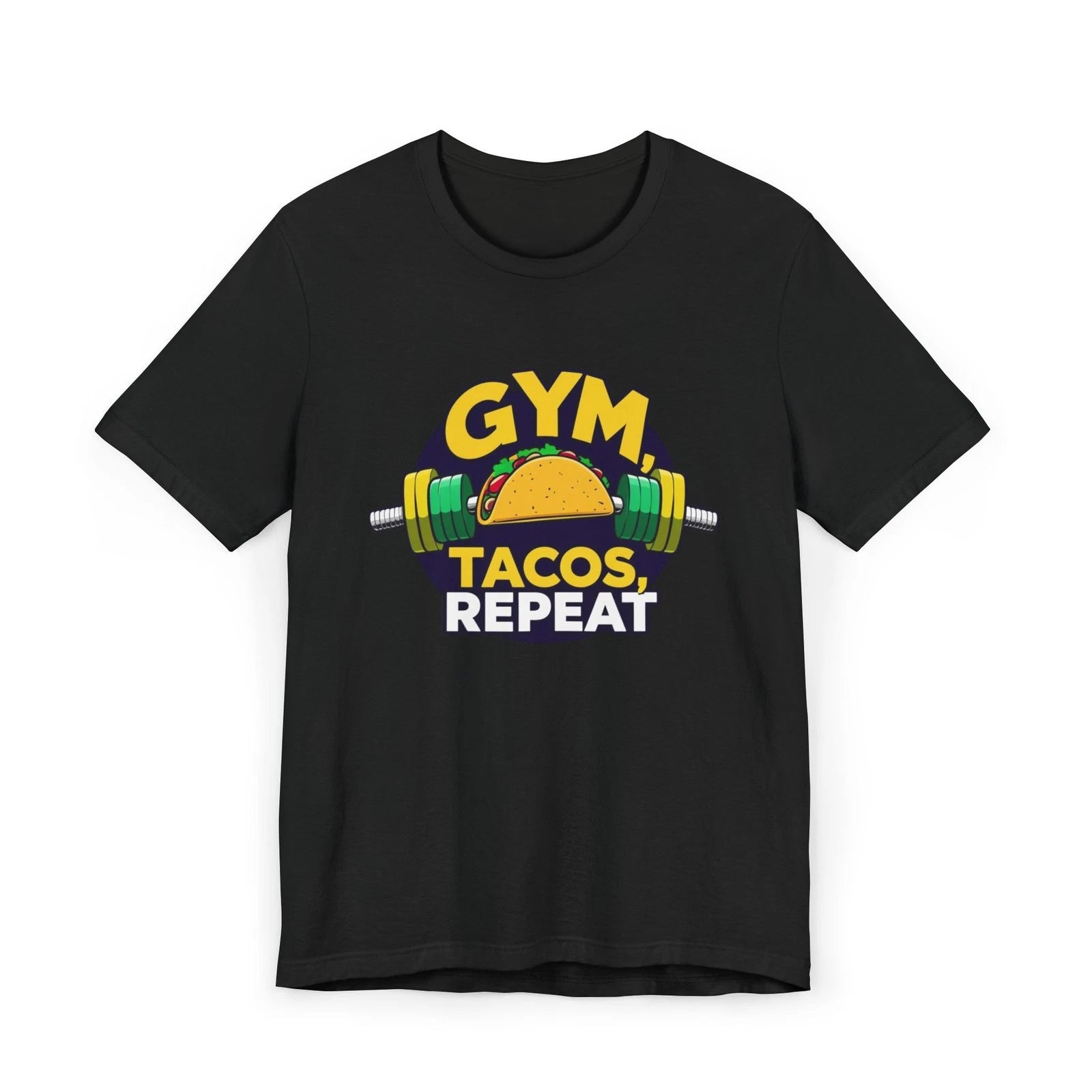 Gym Tacos Repeat T-Shirt, Funny Fitness Tee, Unisex Workout Shirt, Gym