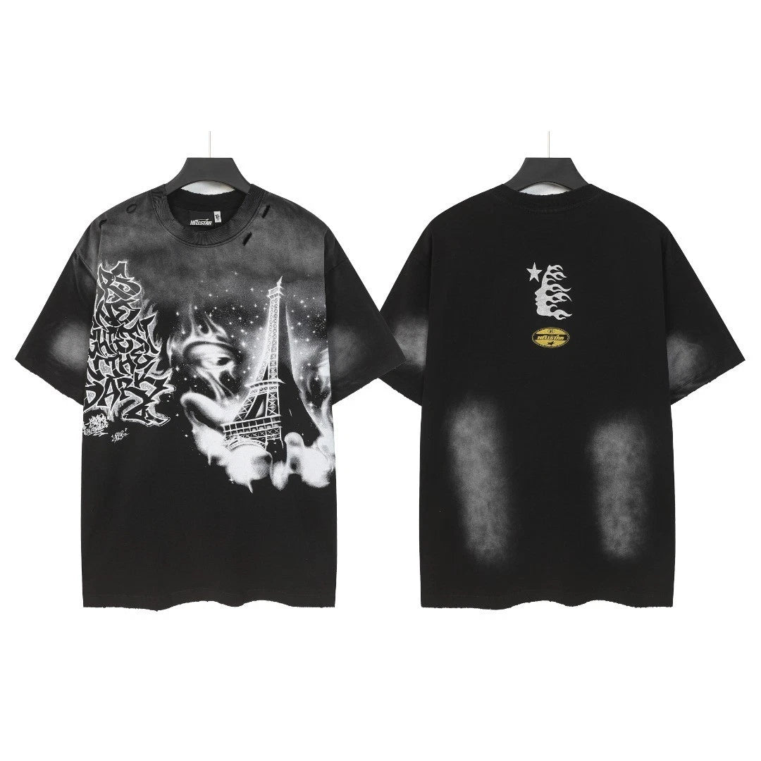 Graphic Hellstar tee shirt Men's Black/Gray Cotton NEW S-M-L-XL