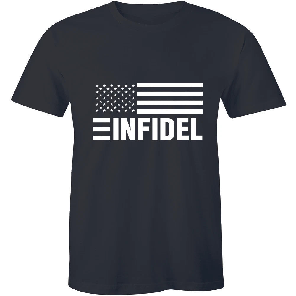 Men T-shirt Gift Infidel - English Shirt Retro Cool USA Flag Funny Slogan Joke