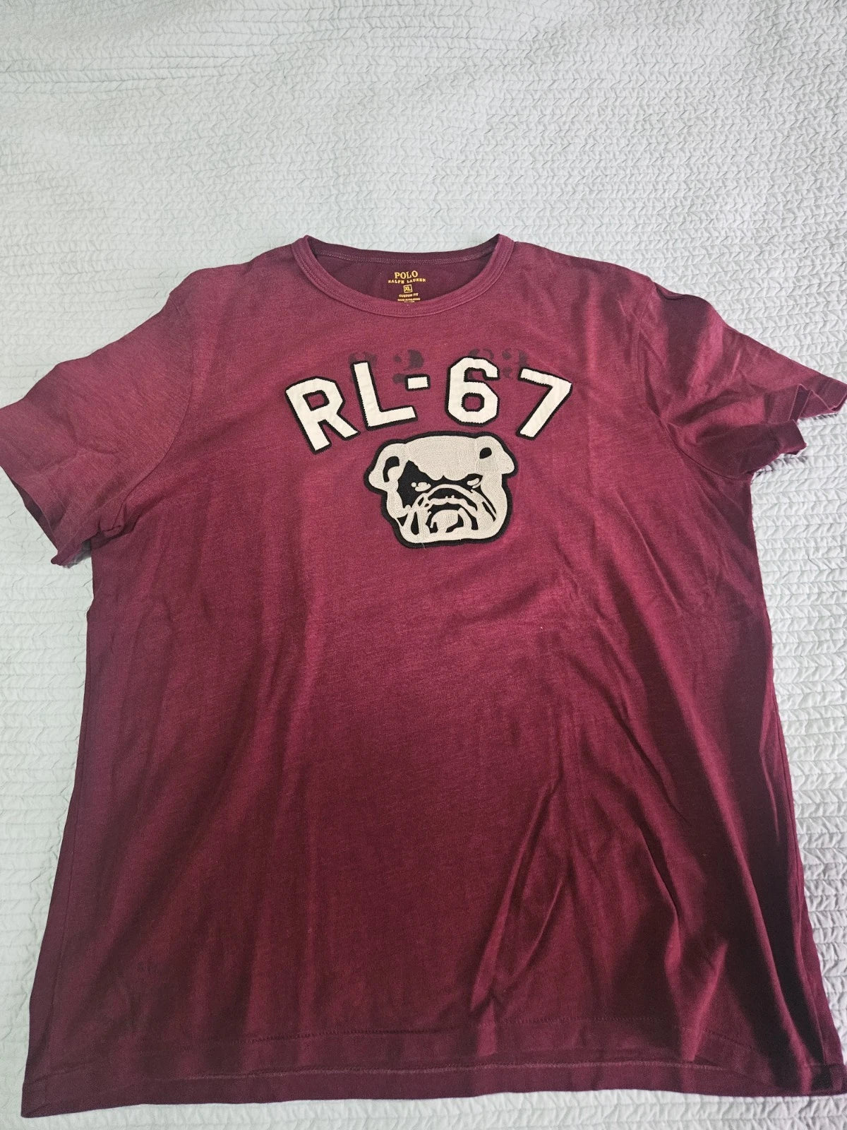 Polo Ralph Lauren Men 67-RL Bulldog Patchwork PRLC P WINGS P 93 T-Shirt SZ XL