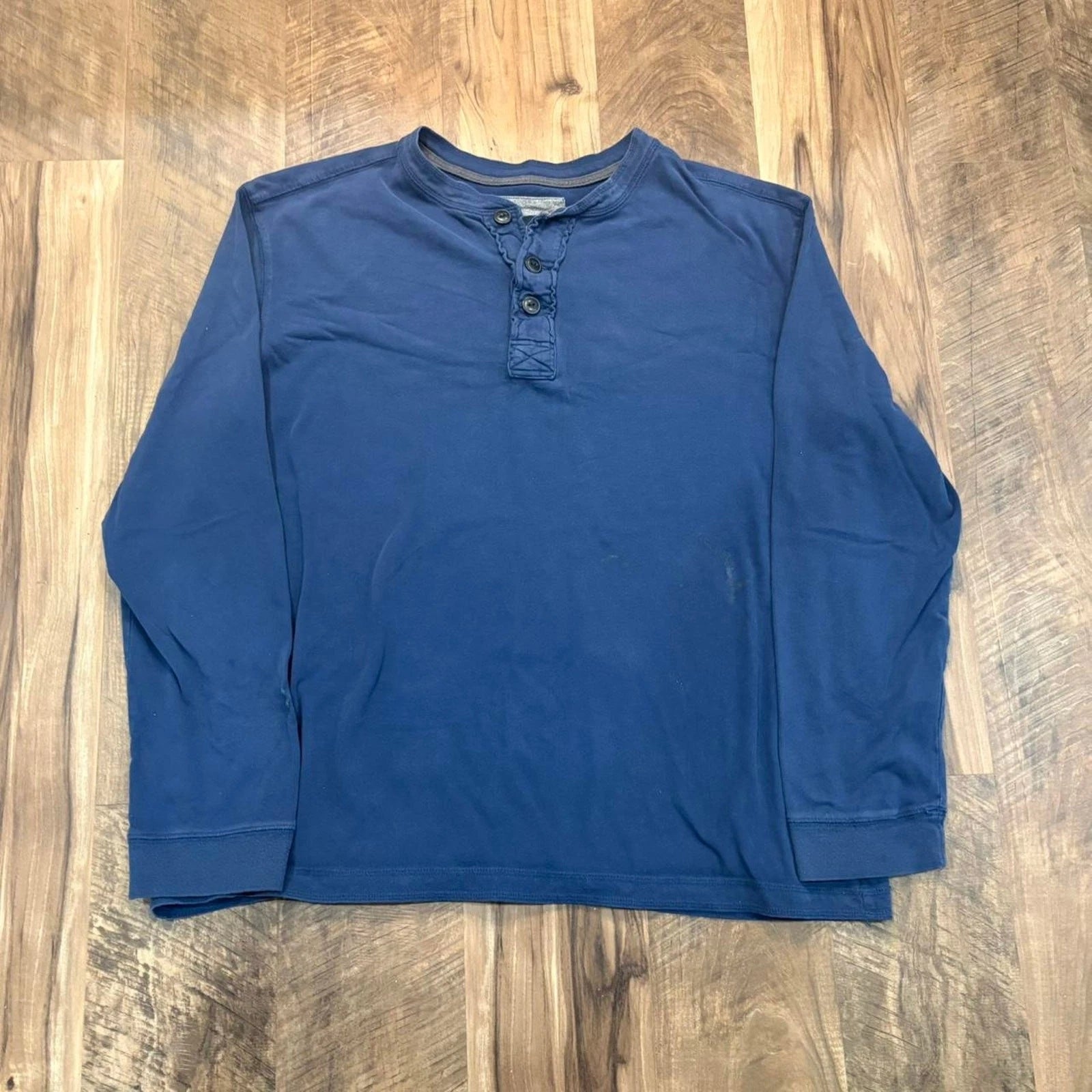 Vintage Y2K 90s St. Johns Bay Henley Shirt Blue Long Sleeve Button‑Front Casual