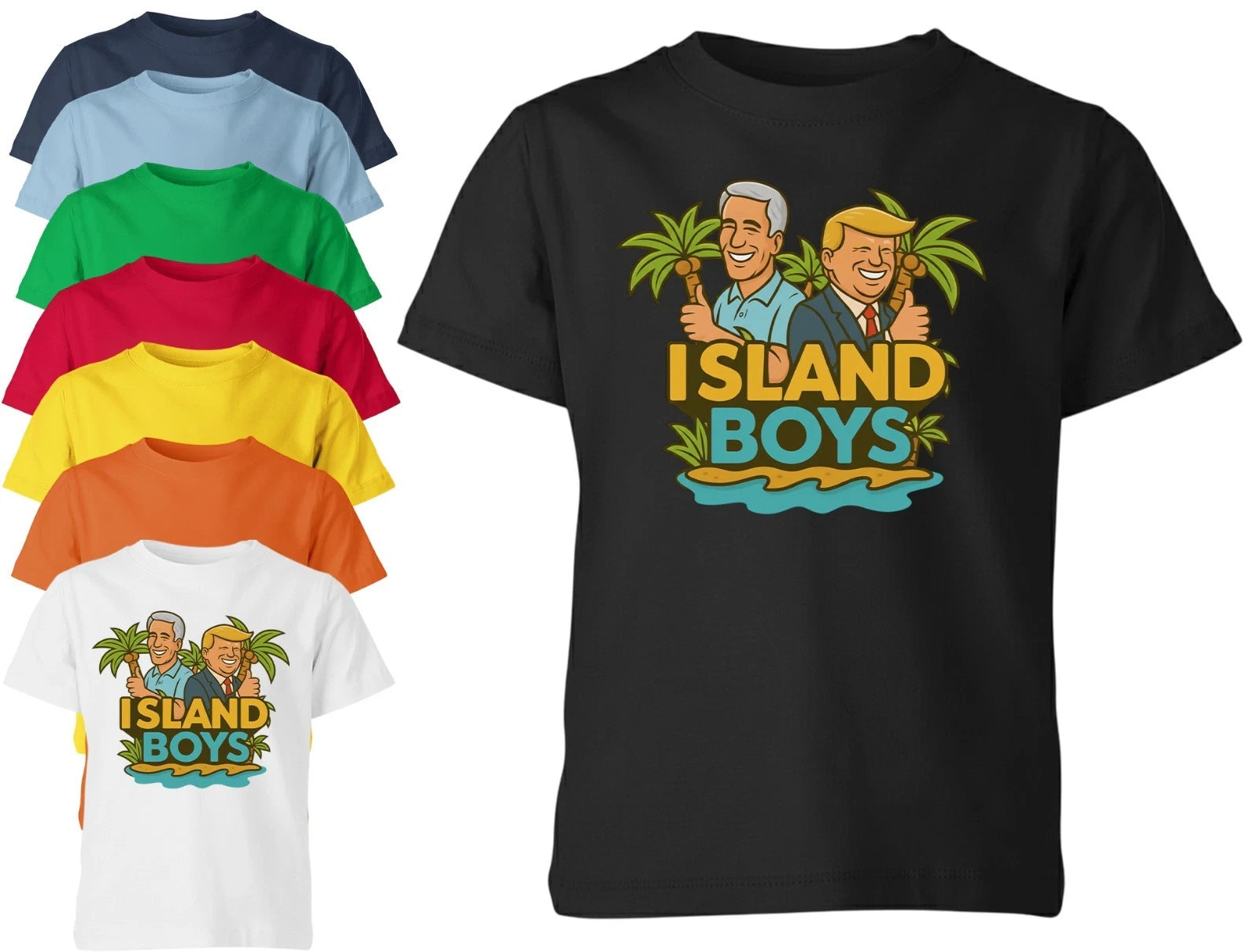Donald Trump Epstein Files Island Anti Trump Unisex Kids T Shirt Political