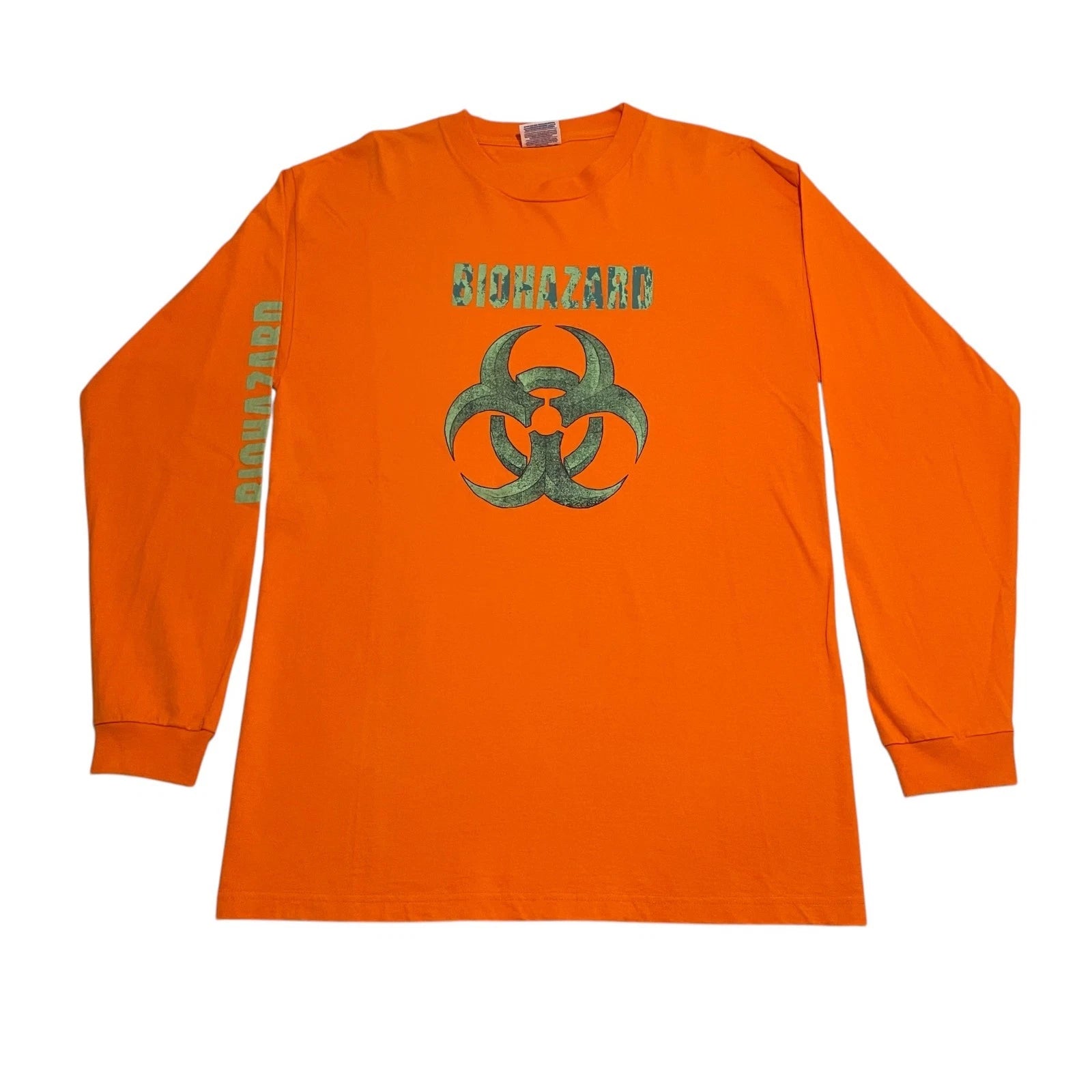 Vintage 90S Biohazard Band Logo Orange Long Sleeve Shirt