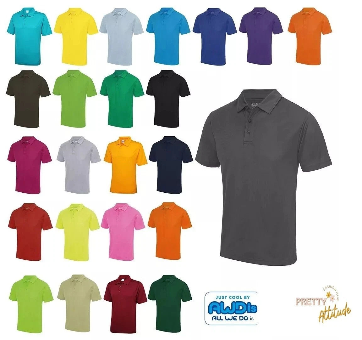 AWDis Cool Sports Polo - Breathable Performance Top for Running / Gym 25 Colours