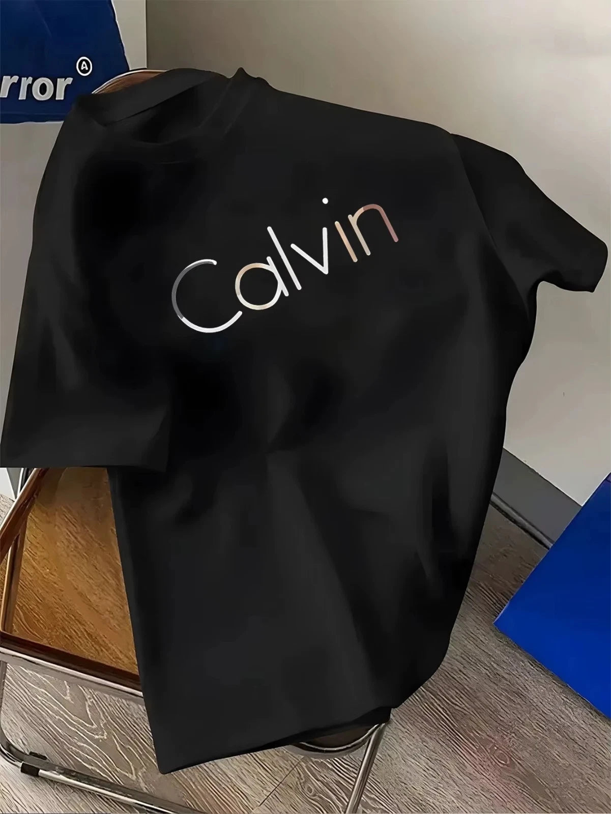 Calvin Men Plain Crew Neck Casual T Shirts TNF Short Sleeve Summer Tee